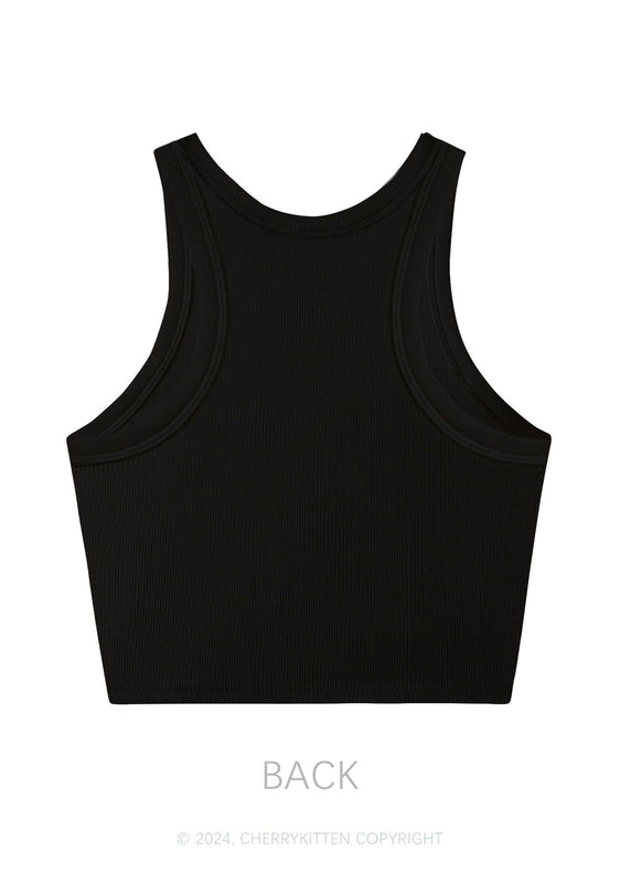 Halloween Ghostcat Y2K Crop Tank Top Cherrykitten