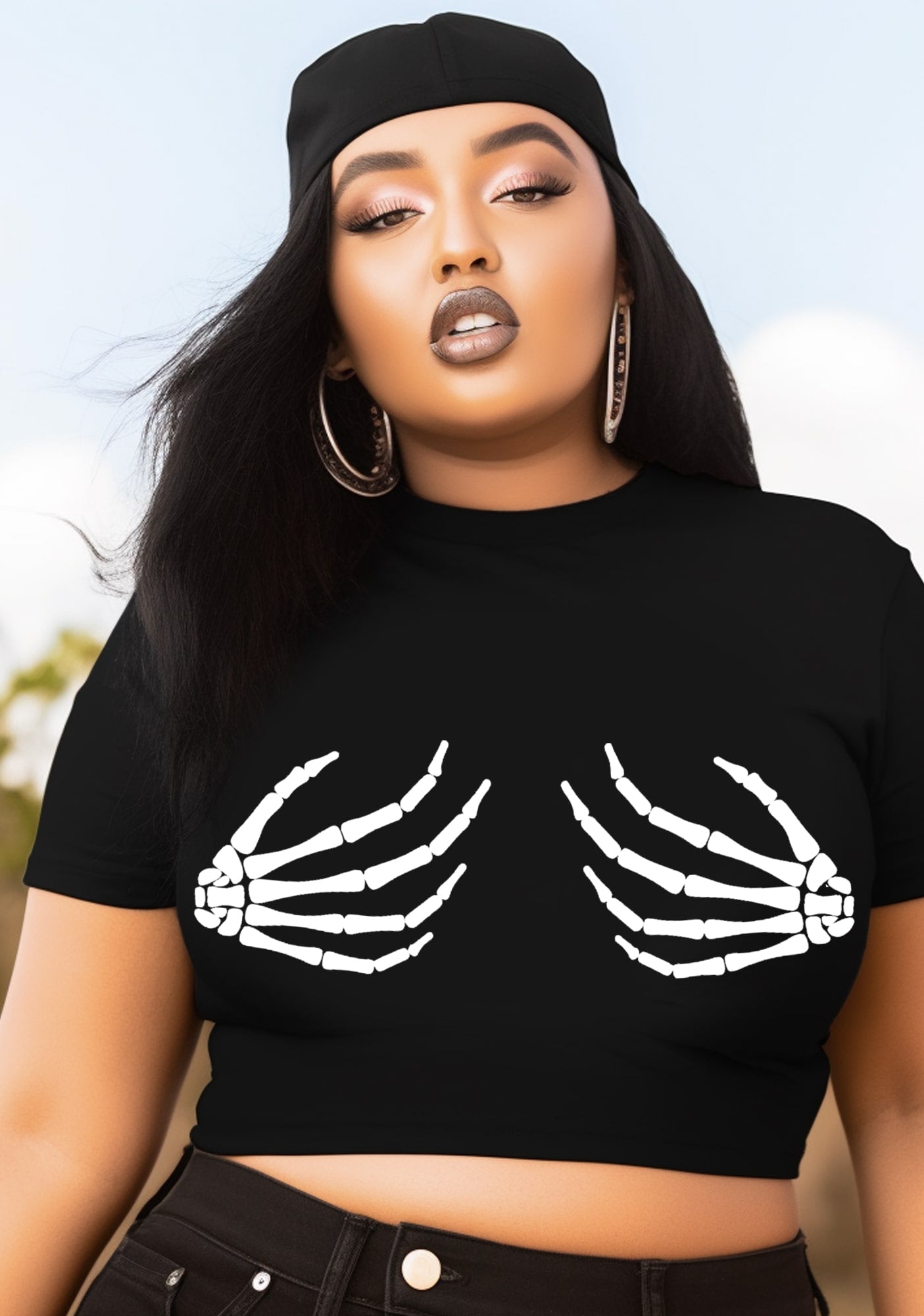 Curvy Skeleton Hands Baby Tee