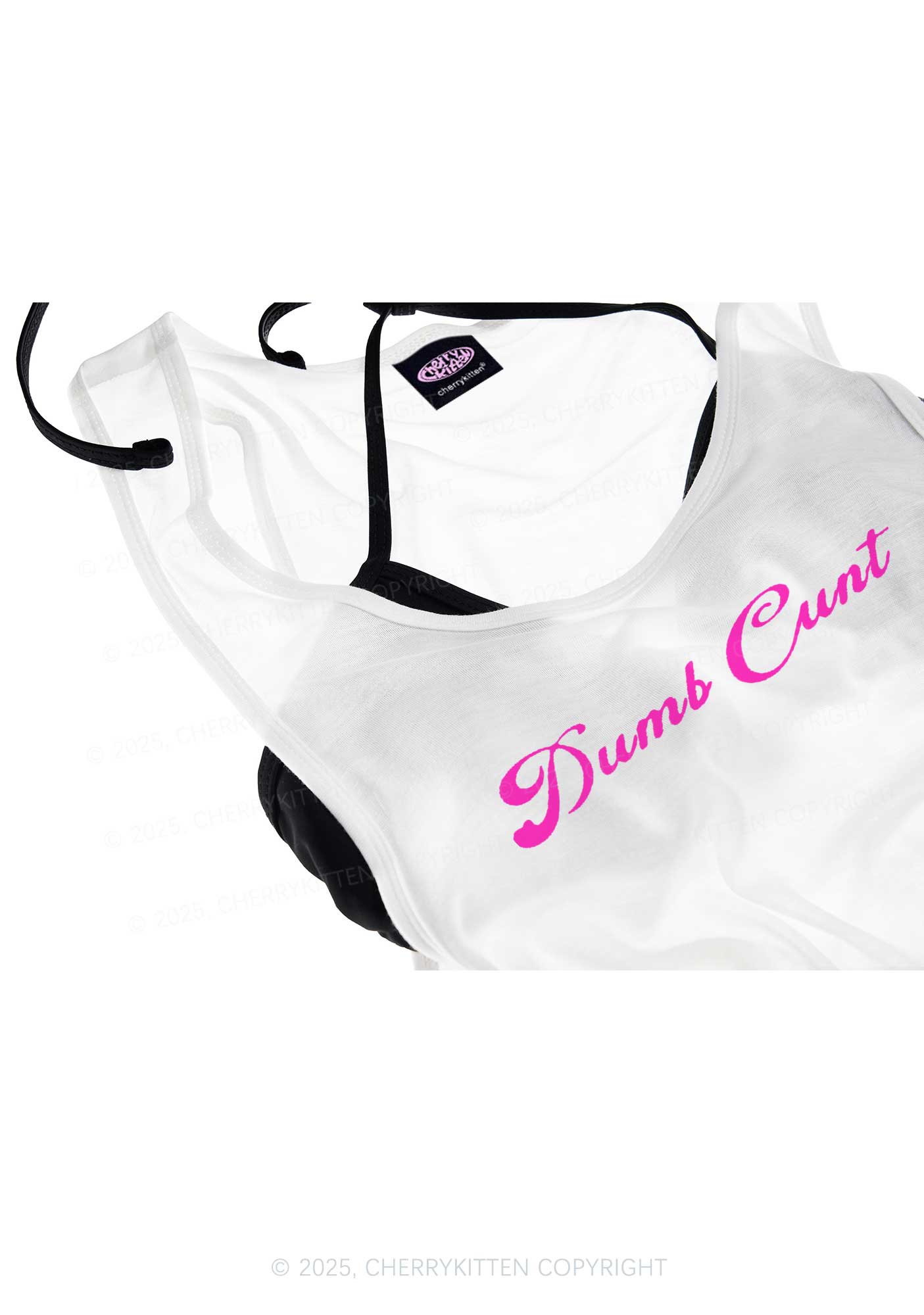 Dumb Cxxt Y2K Sheer Boyfriend Tank Cherrykitten