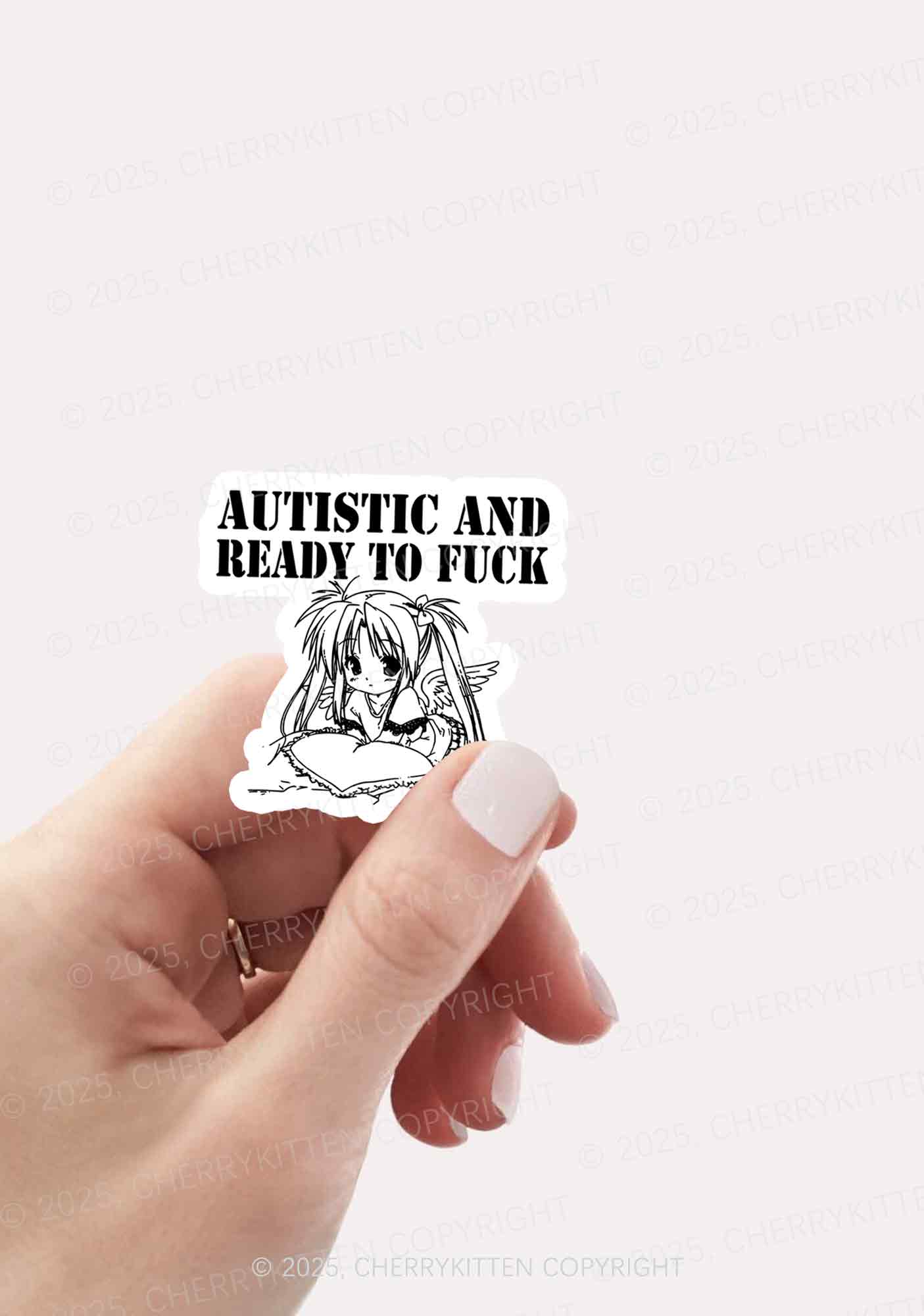 Autistic Ready To Fxxk 1Pc Y2K Sticker Cherrykitten