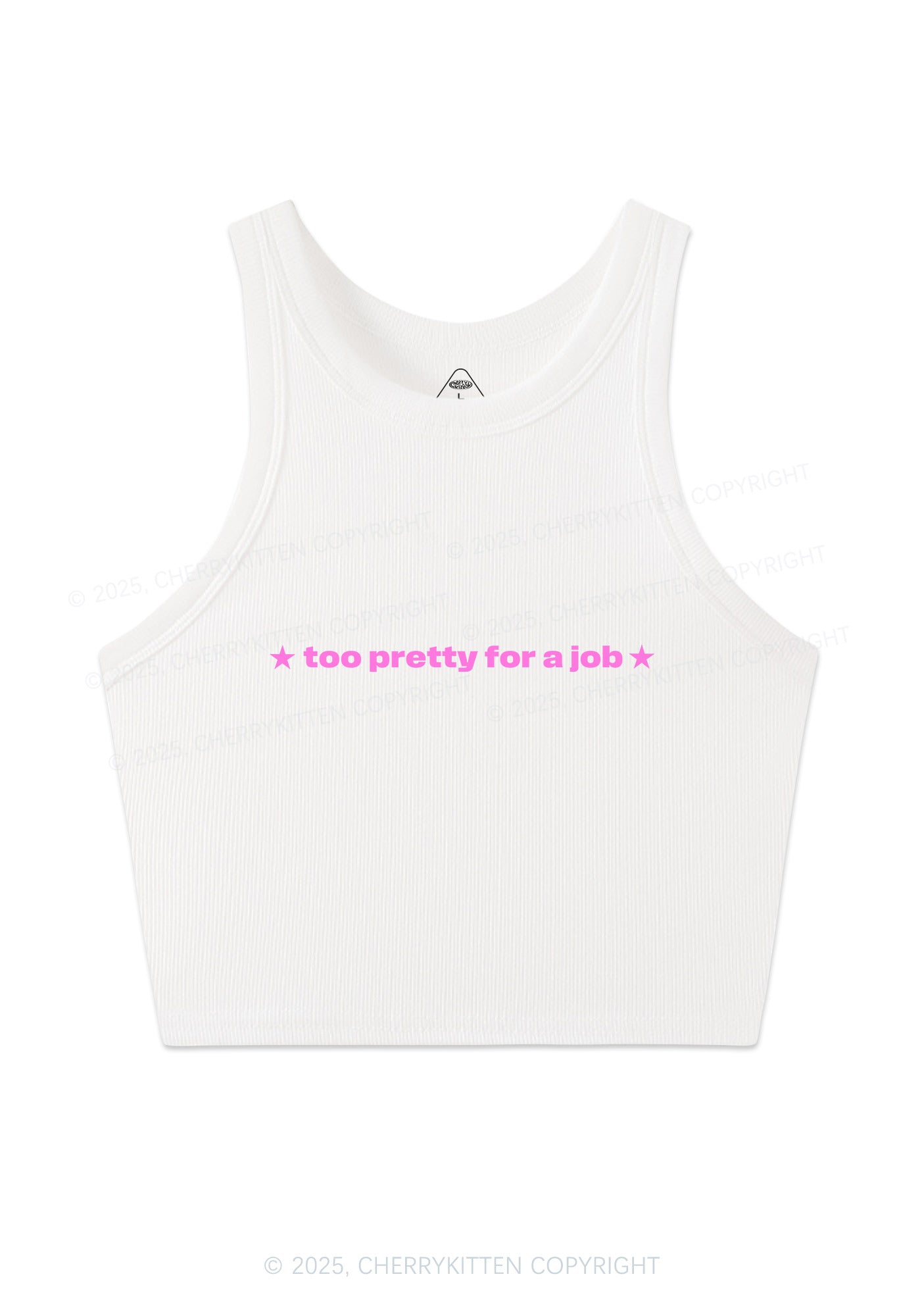 Too Pretty For Job Y2K Crop Tank Top Cherrykitten