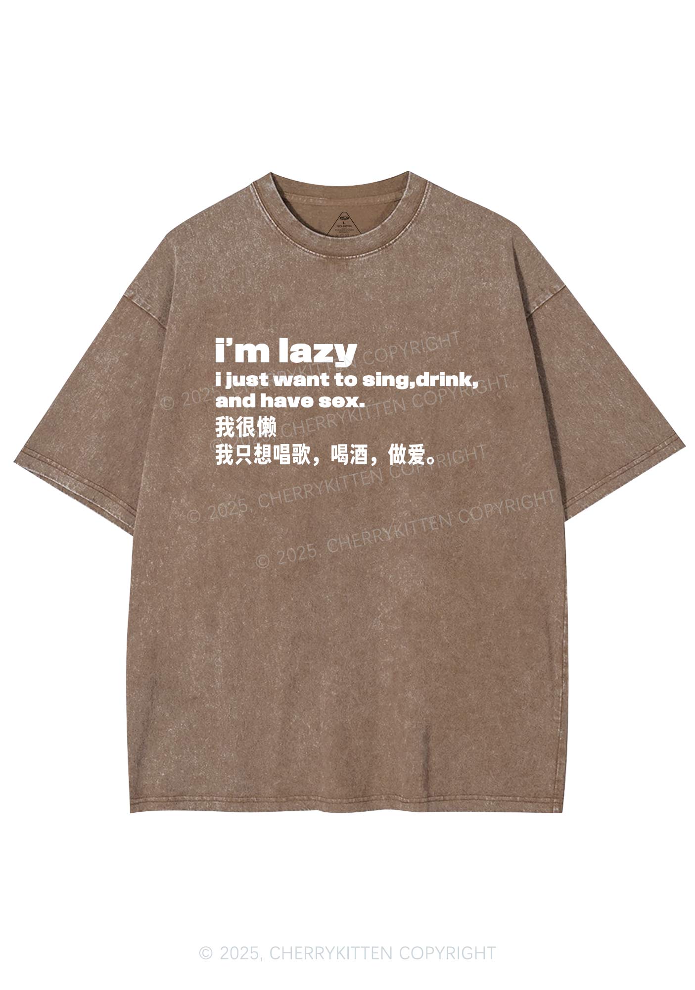 Im Lazy Y2K Shirts Washed Tee Cherrykitten