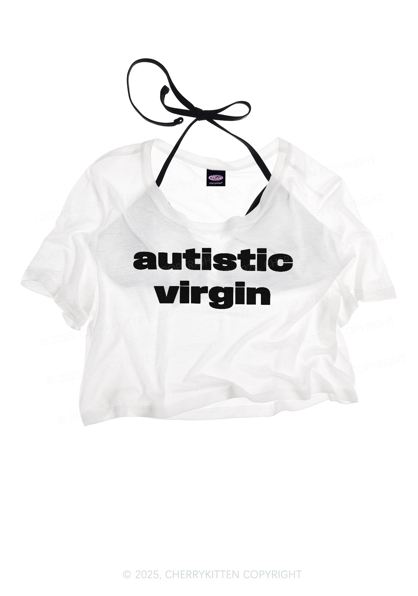 Autistic Virgin Y2K Sheer Crop Tee Cherrykitten