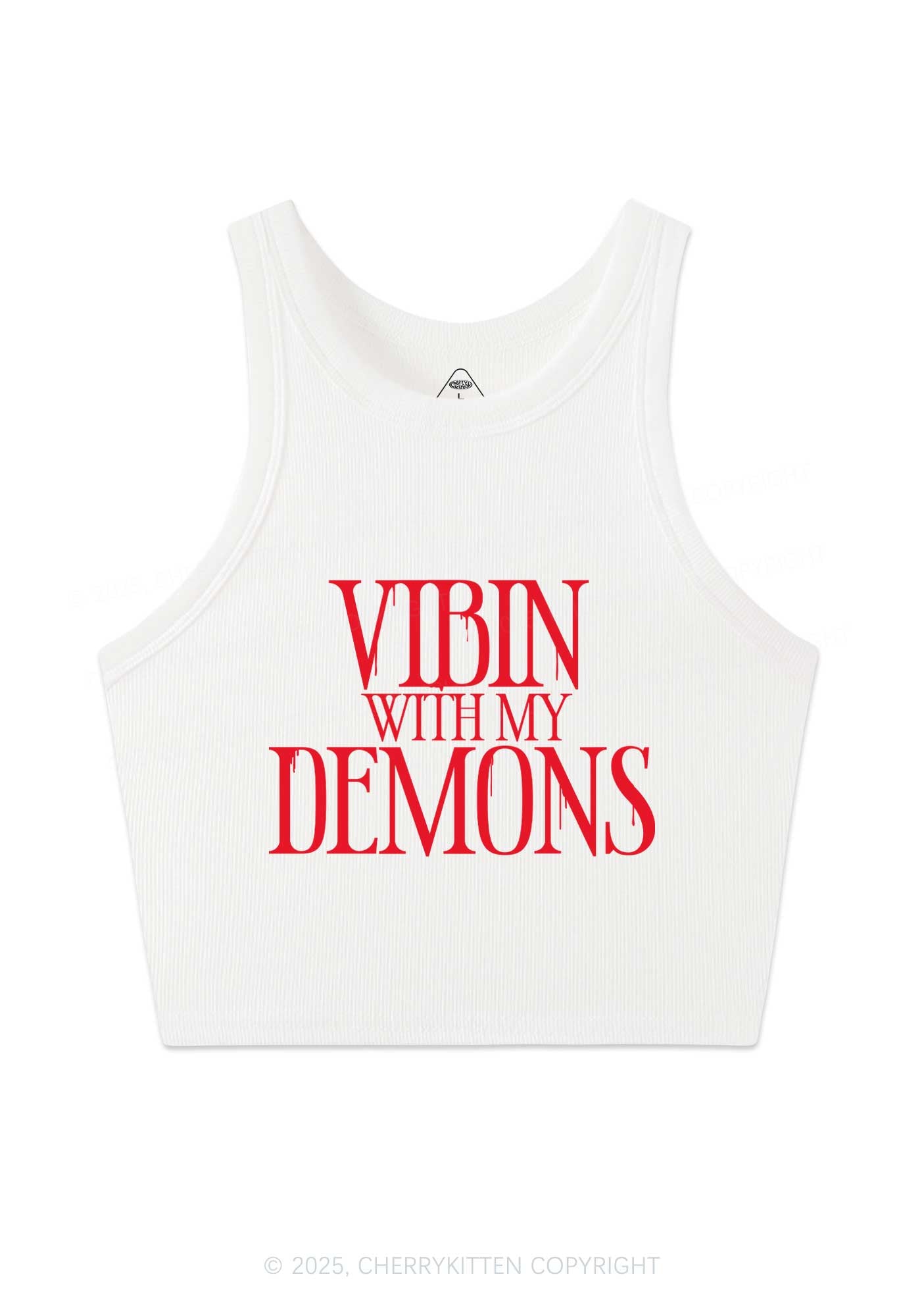 Halloween Vibin With My Demons Y2K Crop Tank Top Cherrykitten