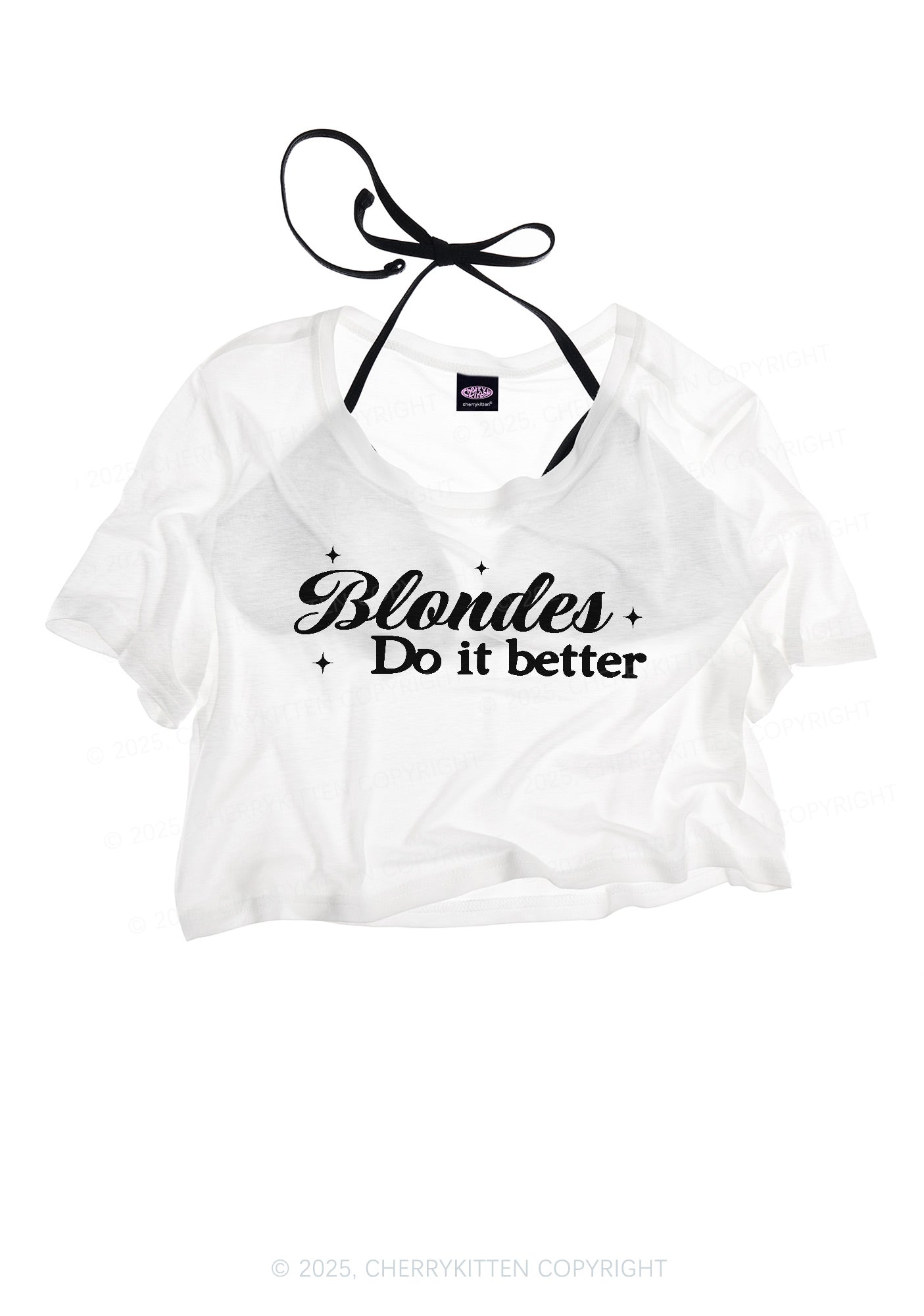 Blondes Do It Better Y2K Sheer Crop Tee Cherrykitten