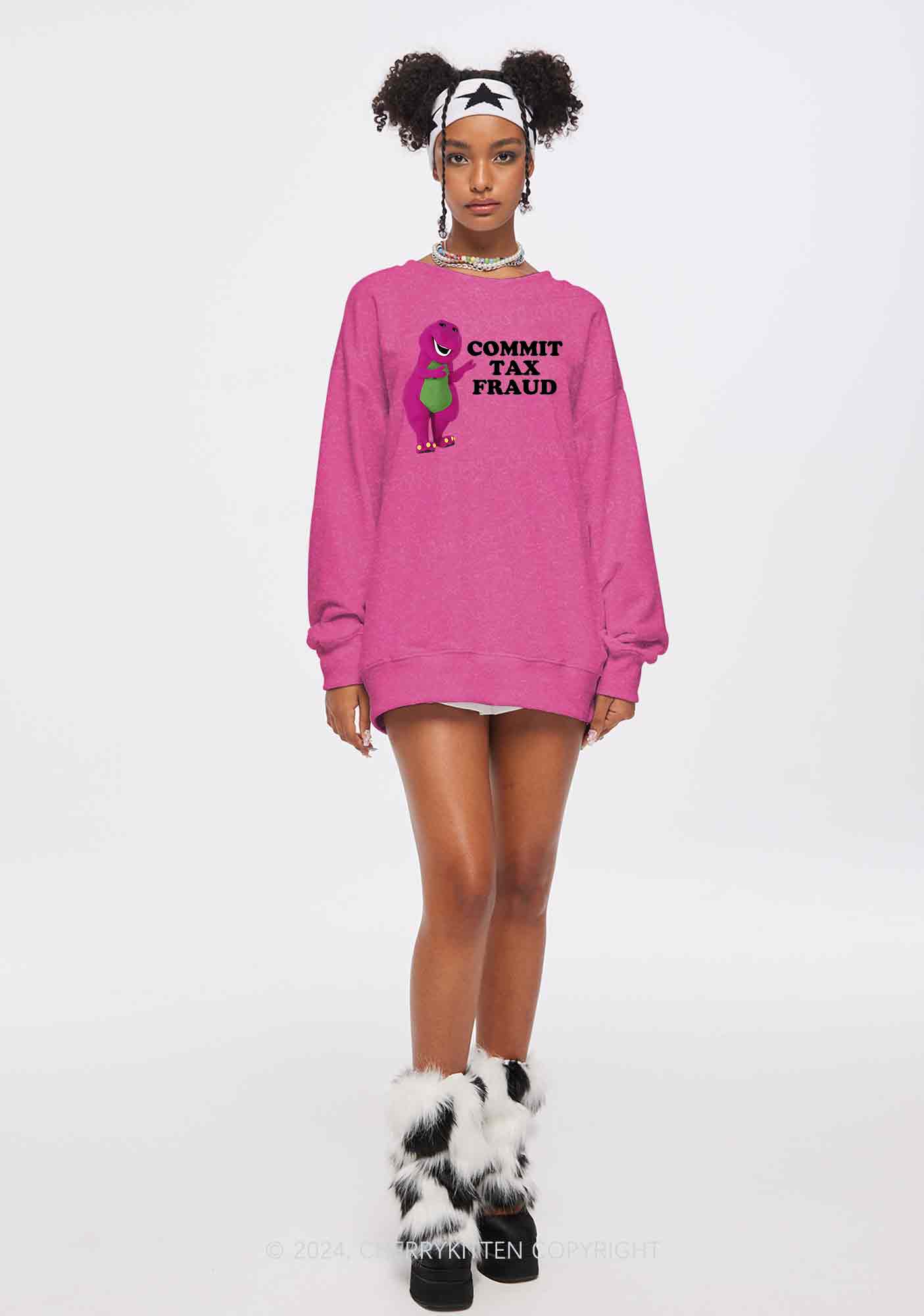 Commit Tax Fraud Y2K Washed Sweatshirts Cherrykitten