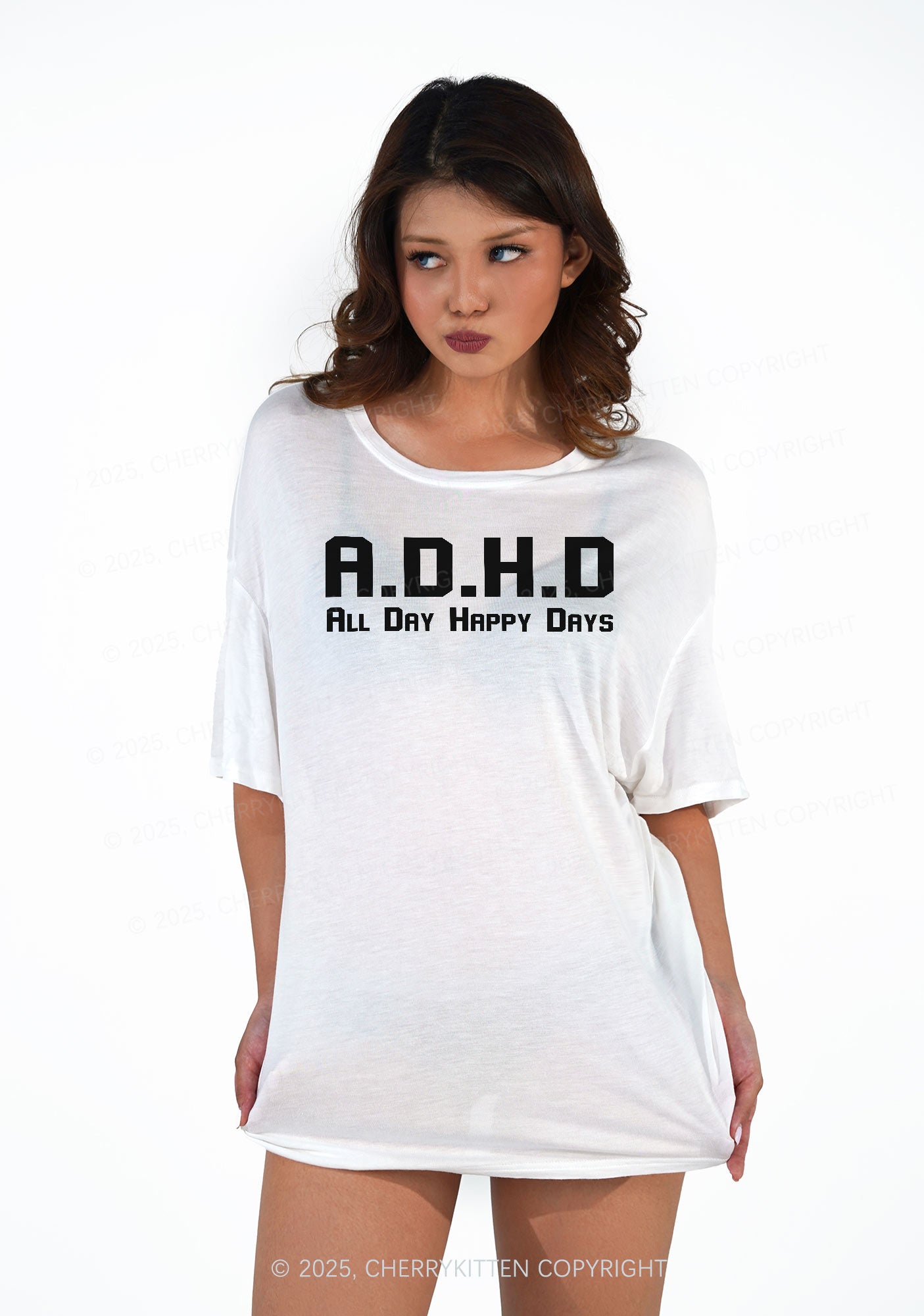 All Day Happy Days Y2K Sheer Boyfriend Tee Cherrykitten