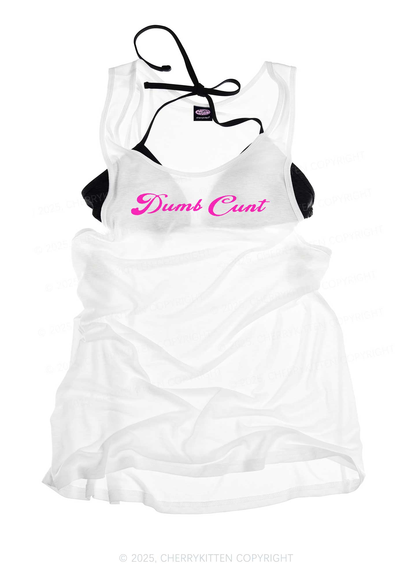 Dumb Cxxt Y2K Sheer Boyfriend Tank Cherrykitten