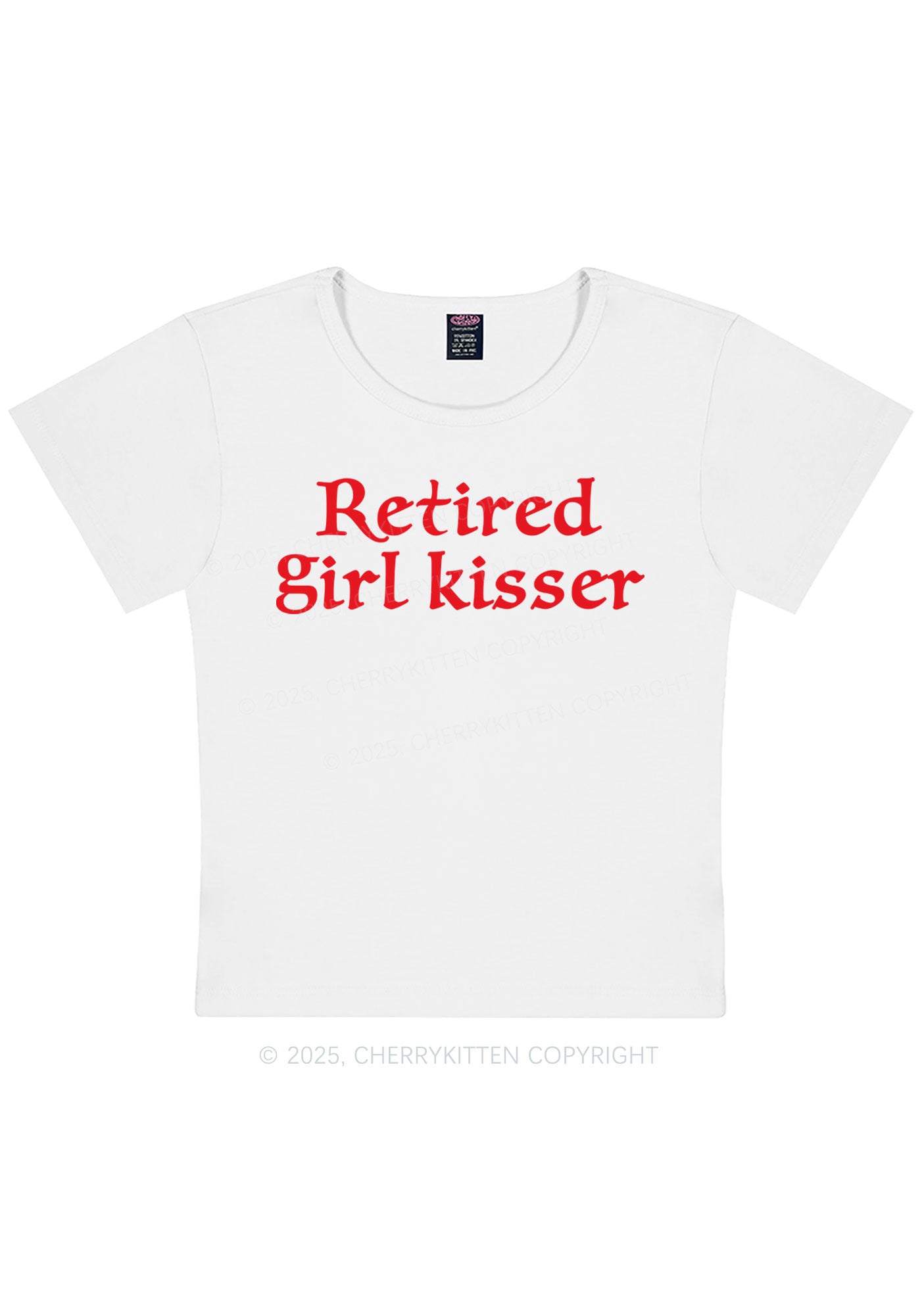Retired Girl Kisser Pride Y2K Baby Tee Cherrykitten