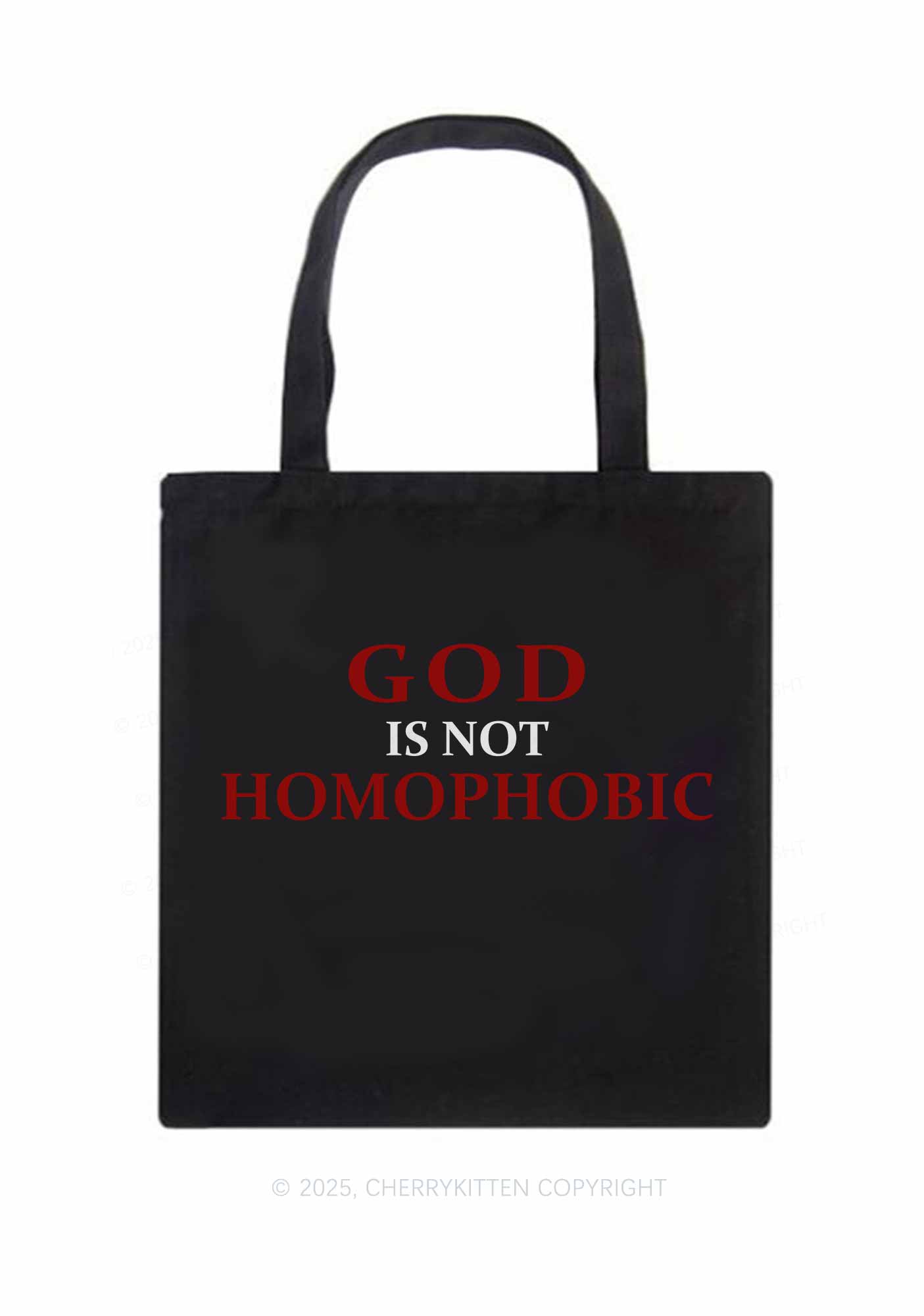 God Is Not Homophobic Pride Y2K Canvas Tote Bag Cherrykitten