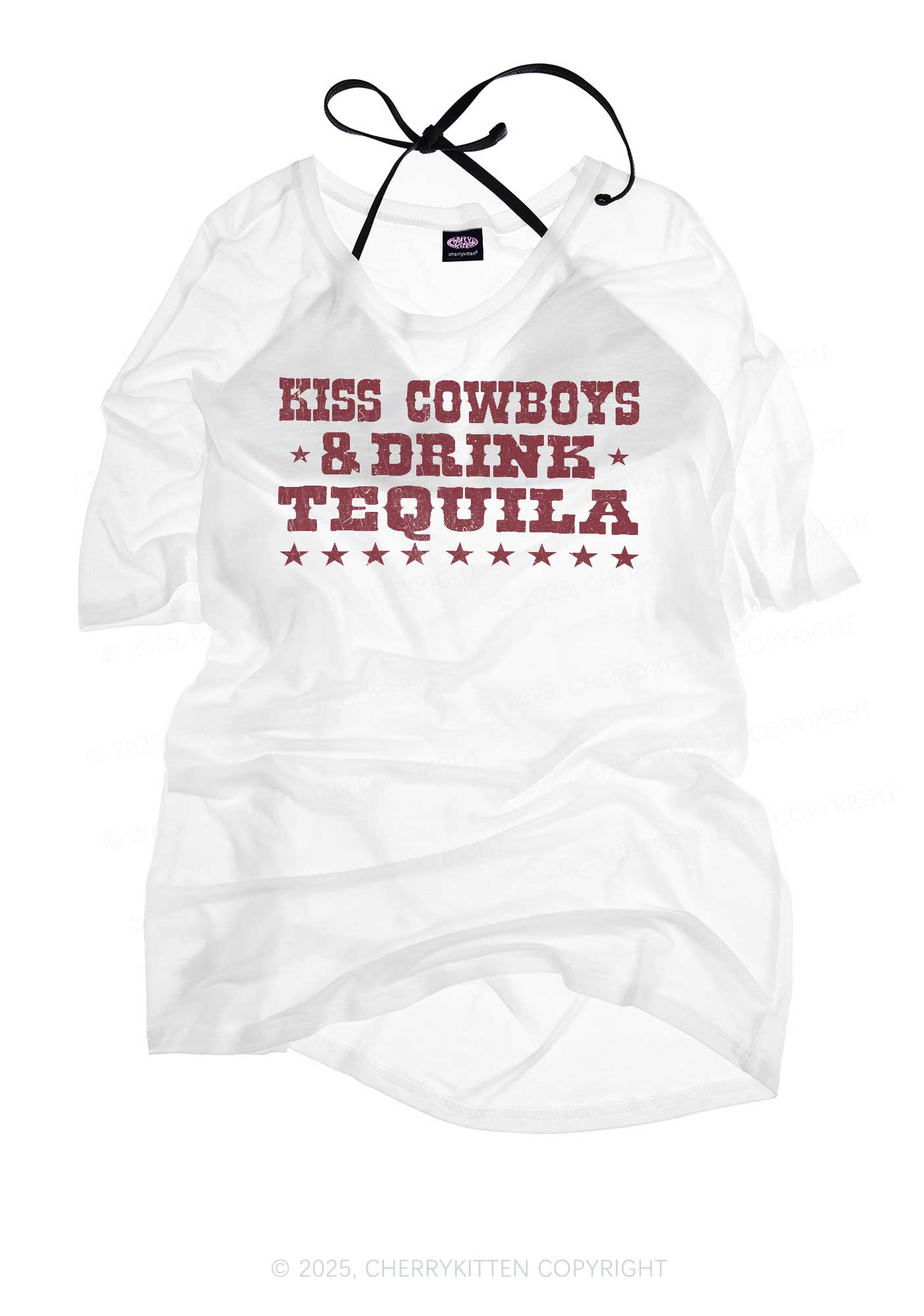 Kiss Cowboys Y2K Sheer Boyfriend Tee Cherrykitten