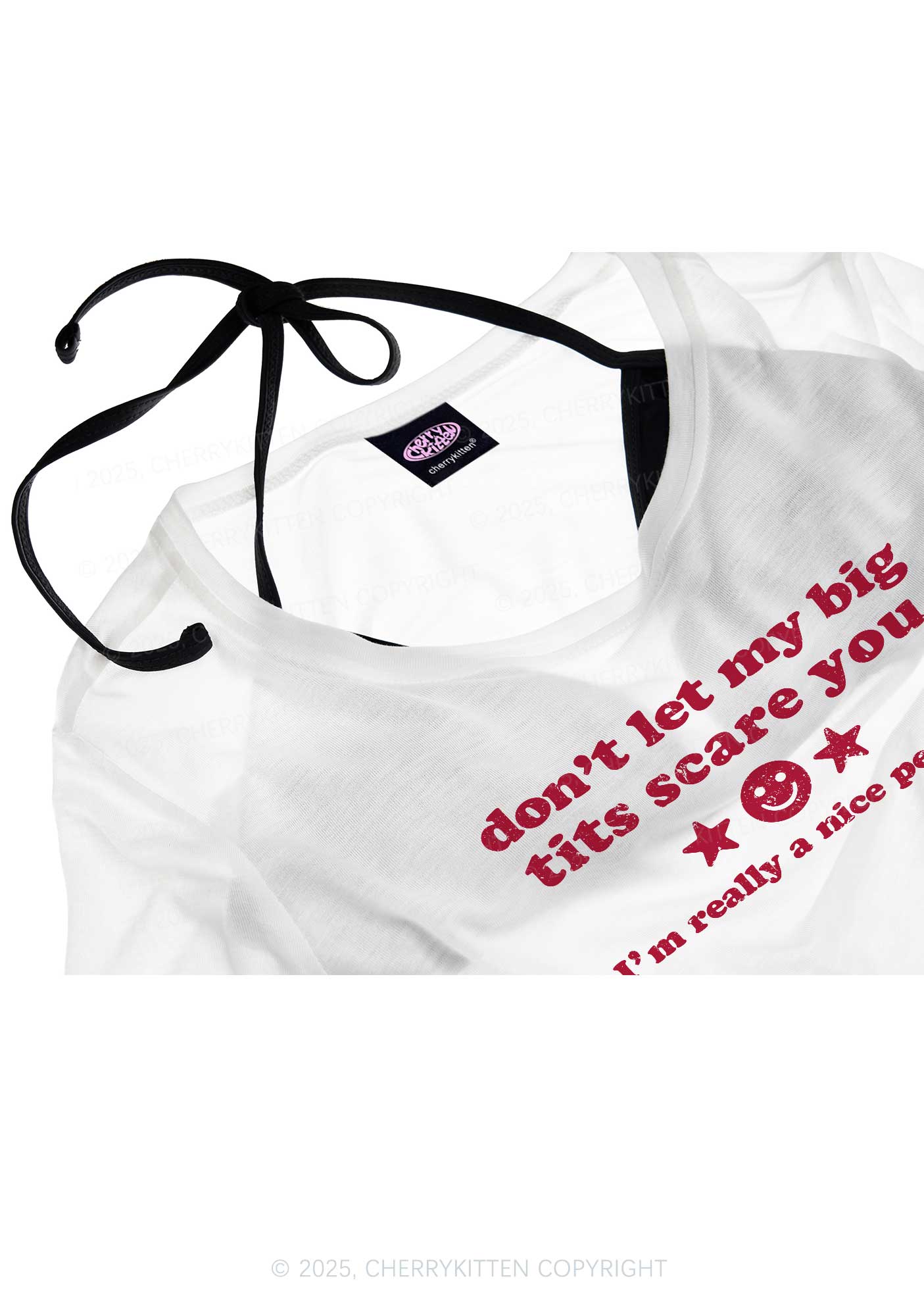 Don't Let My Big Txts Scare You Y2K Sheer Boyfriend Tee Cherrykitten