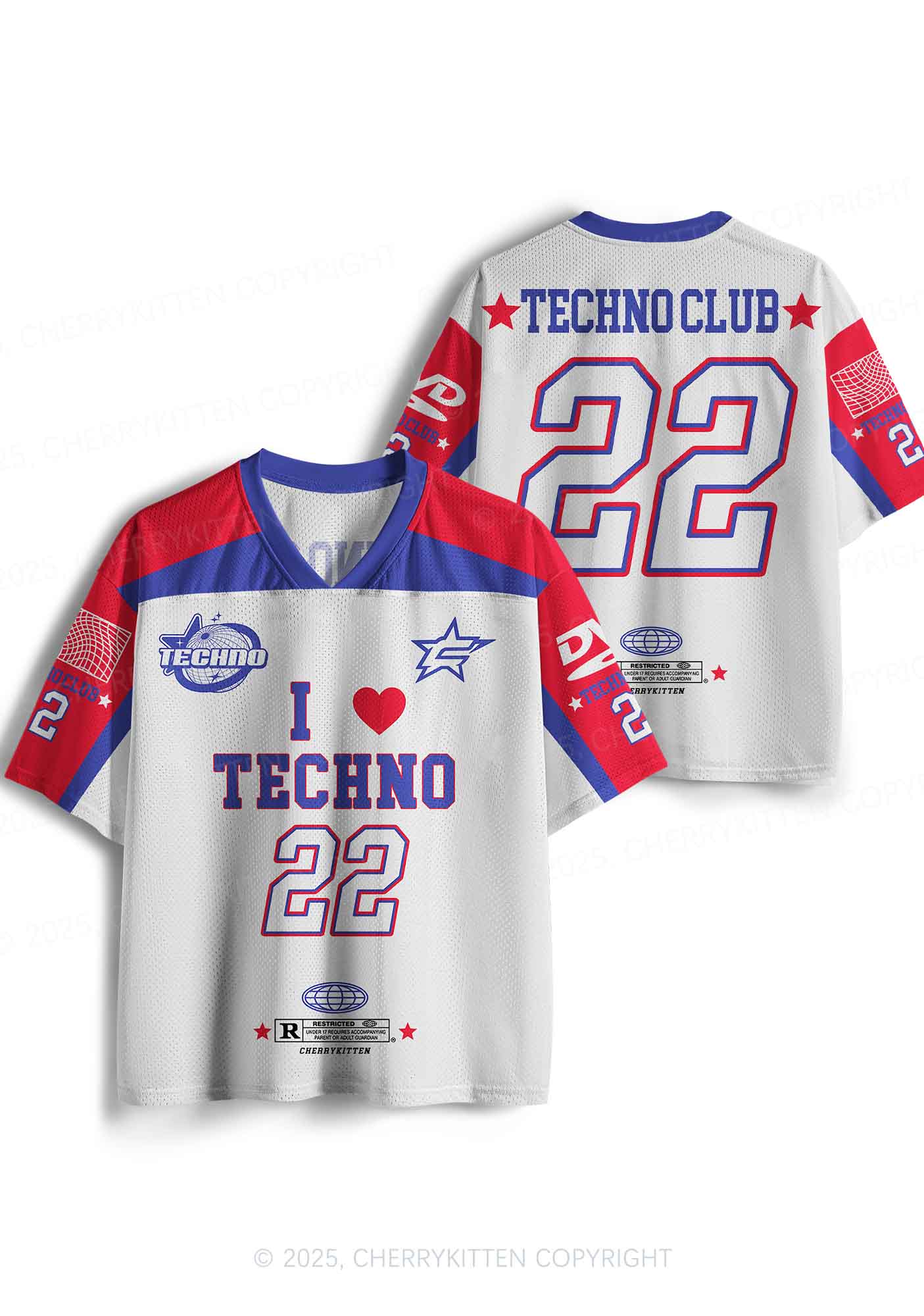 Custom I Love Techno Club Y2K Sport Jersey Shirts Cherrykitten