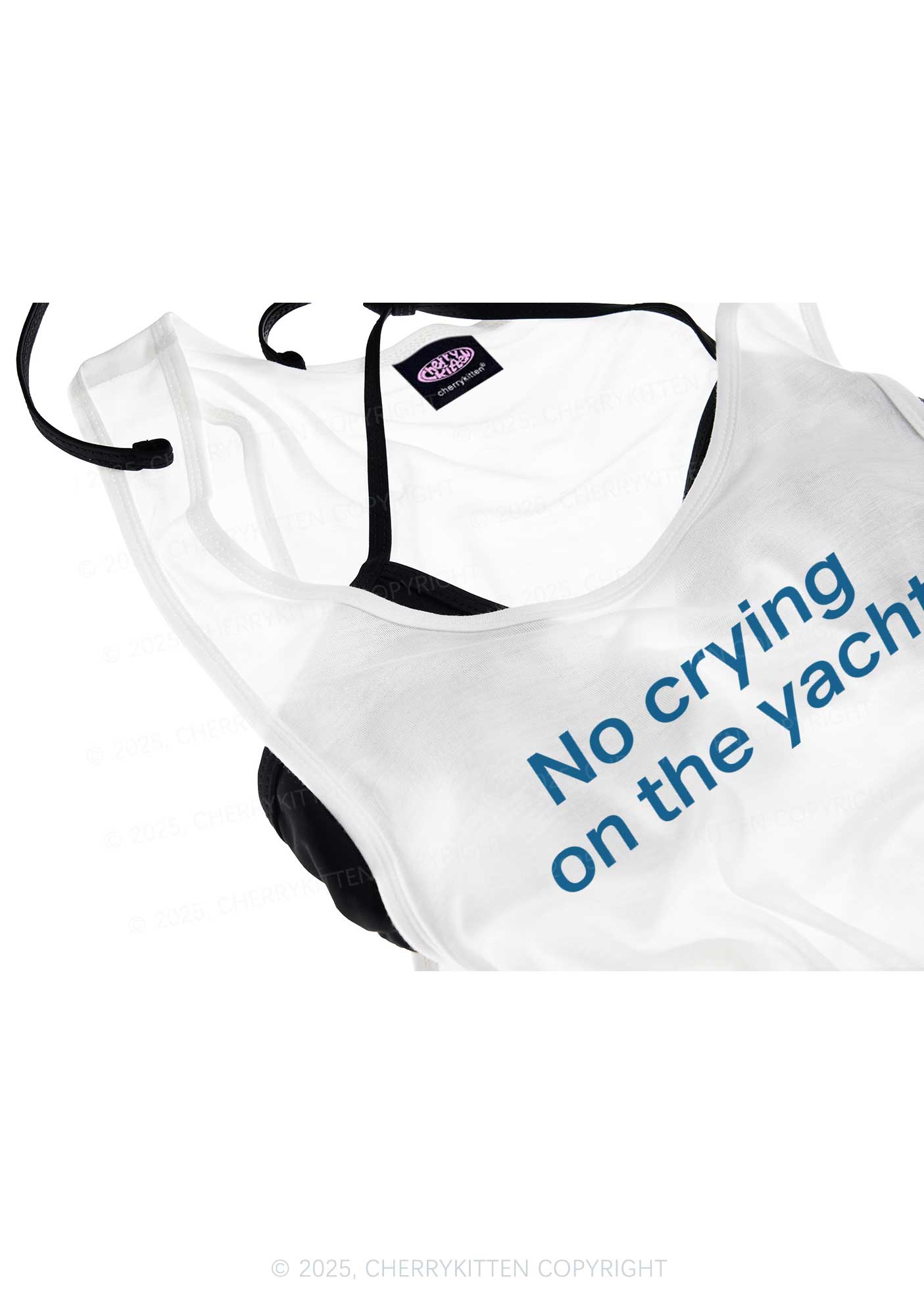 No Crying On Yacht Y2K Sheer Boyfriend Tank Cherrykitten