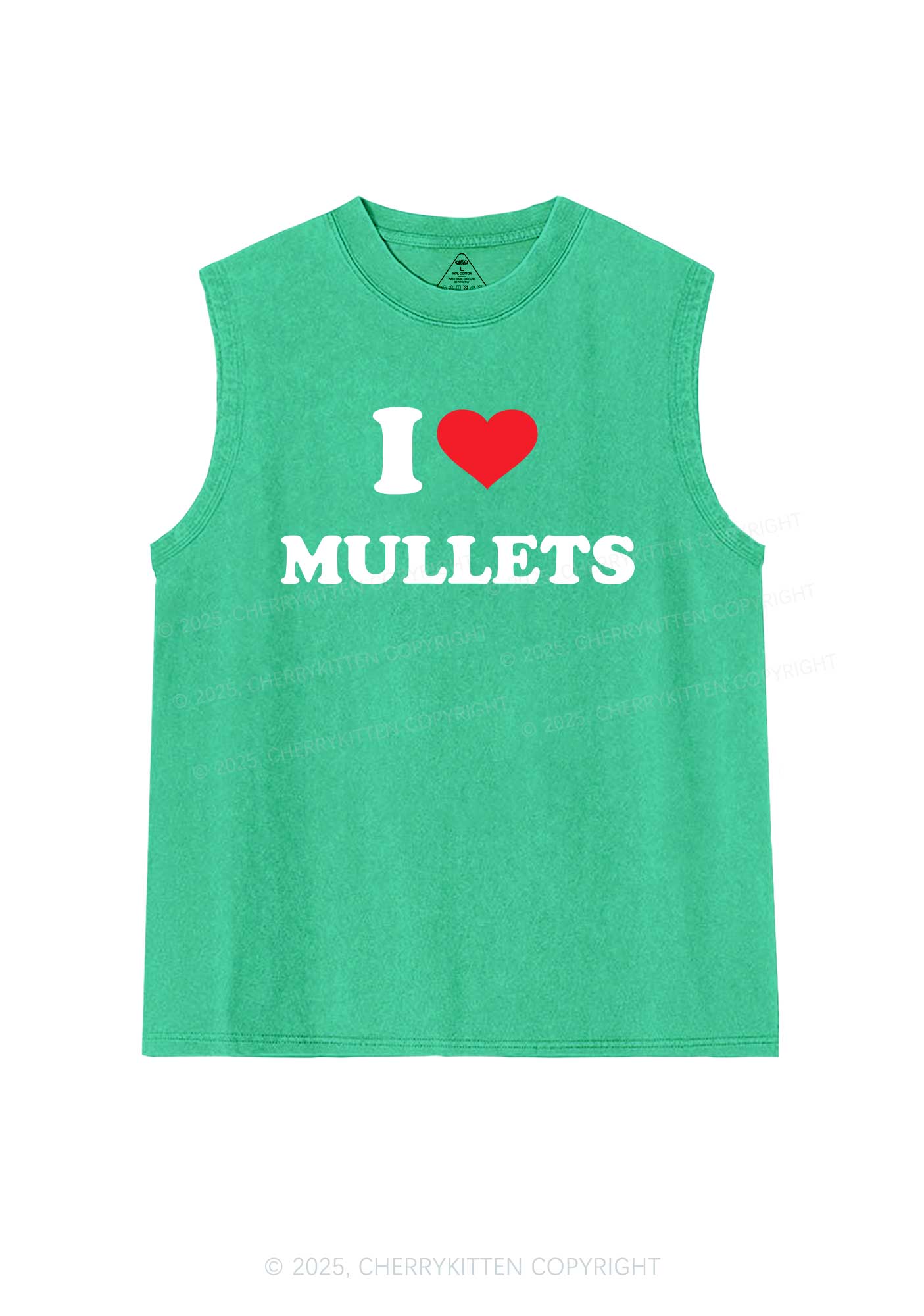 I Love Mullets Y2K Washed Muscle Tank Cherrykitten