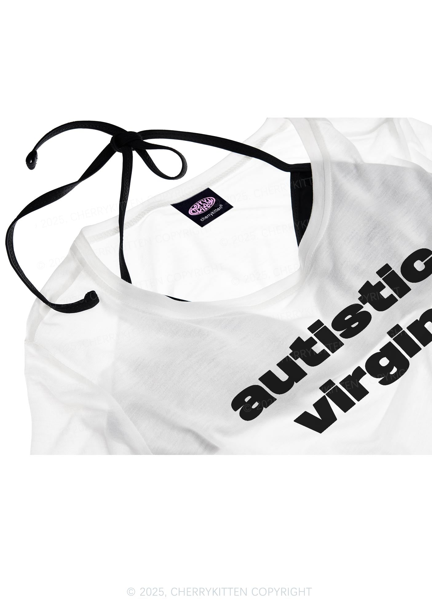 Autistic Virgin Y2K Sheer Crop Tee Cherrykitten