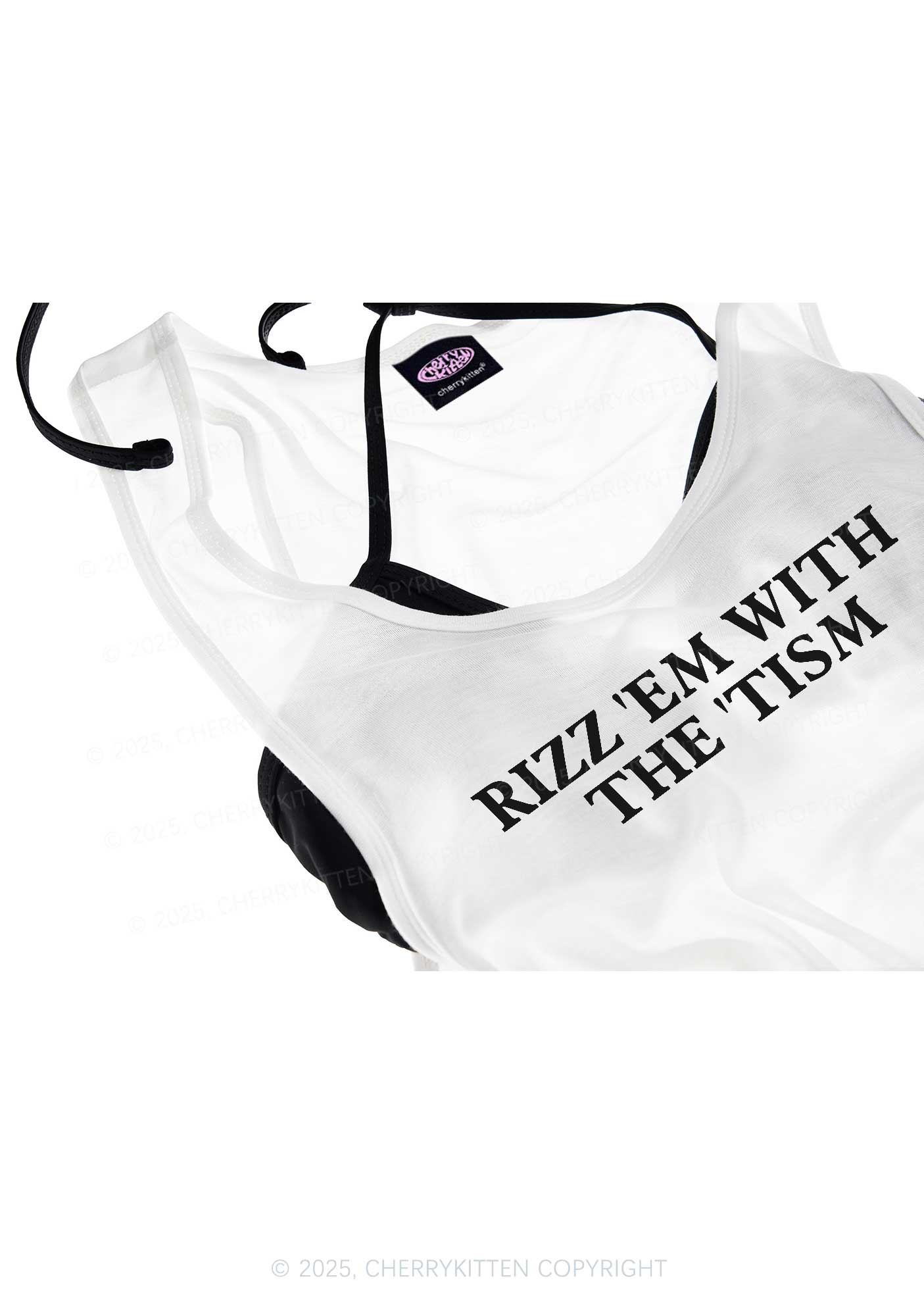 Rizz With Tism Y2K Sheer Boyfriend Tank Cherrykitten