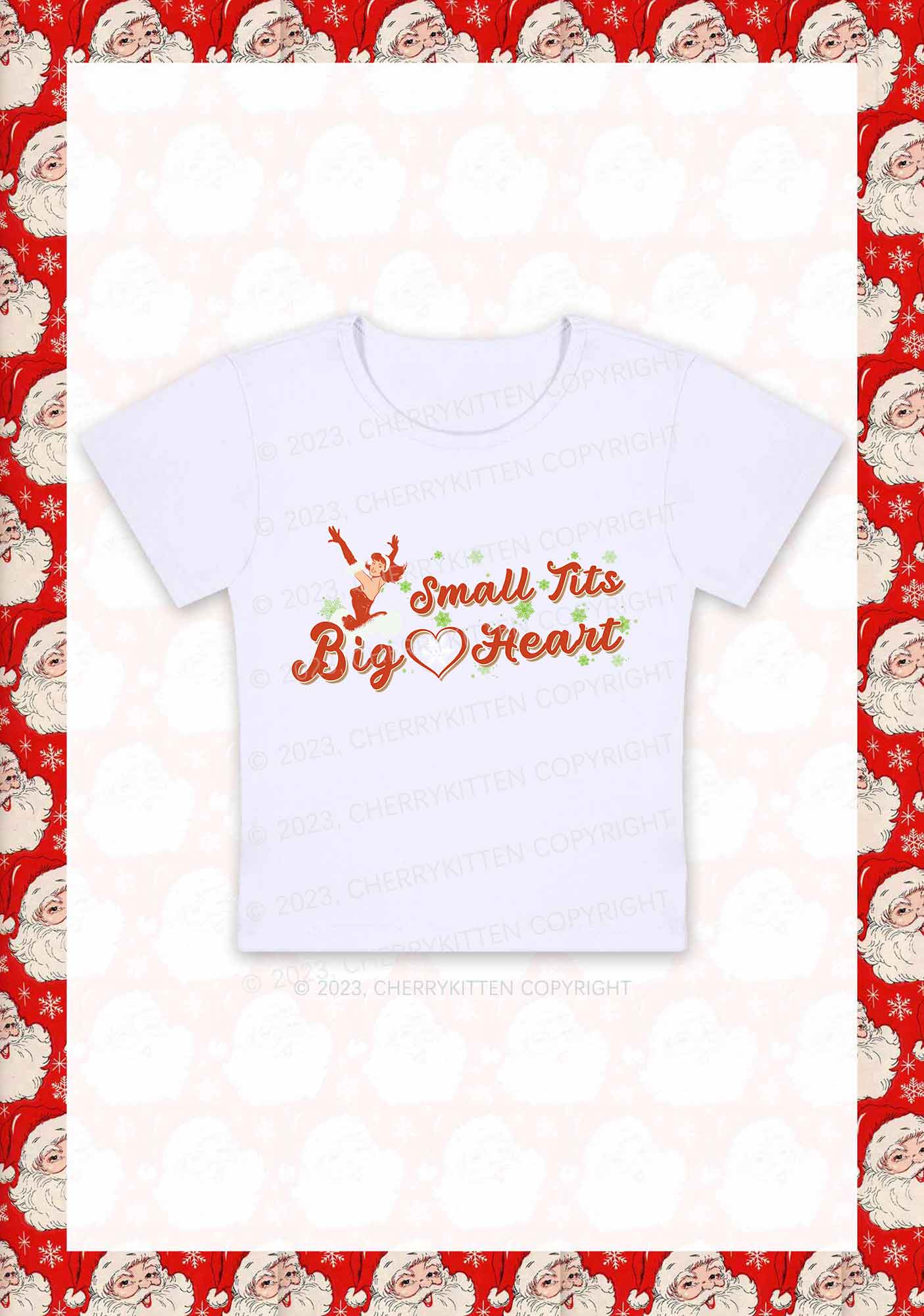 Small But Big Heart Christmas Y2K Baby Tee Cherrykitten