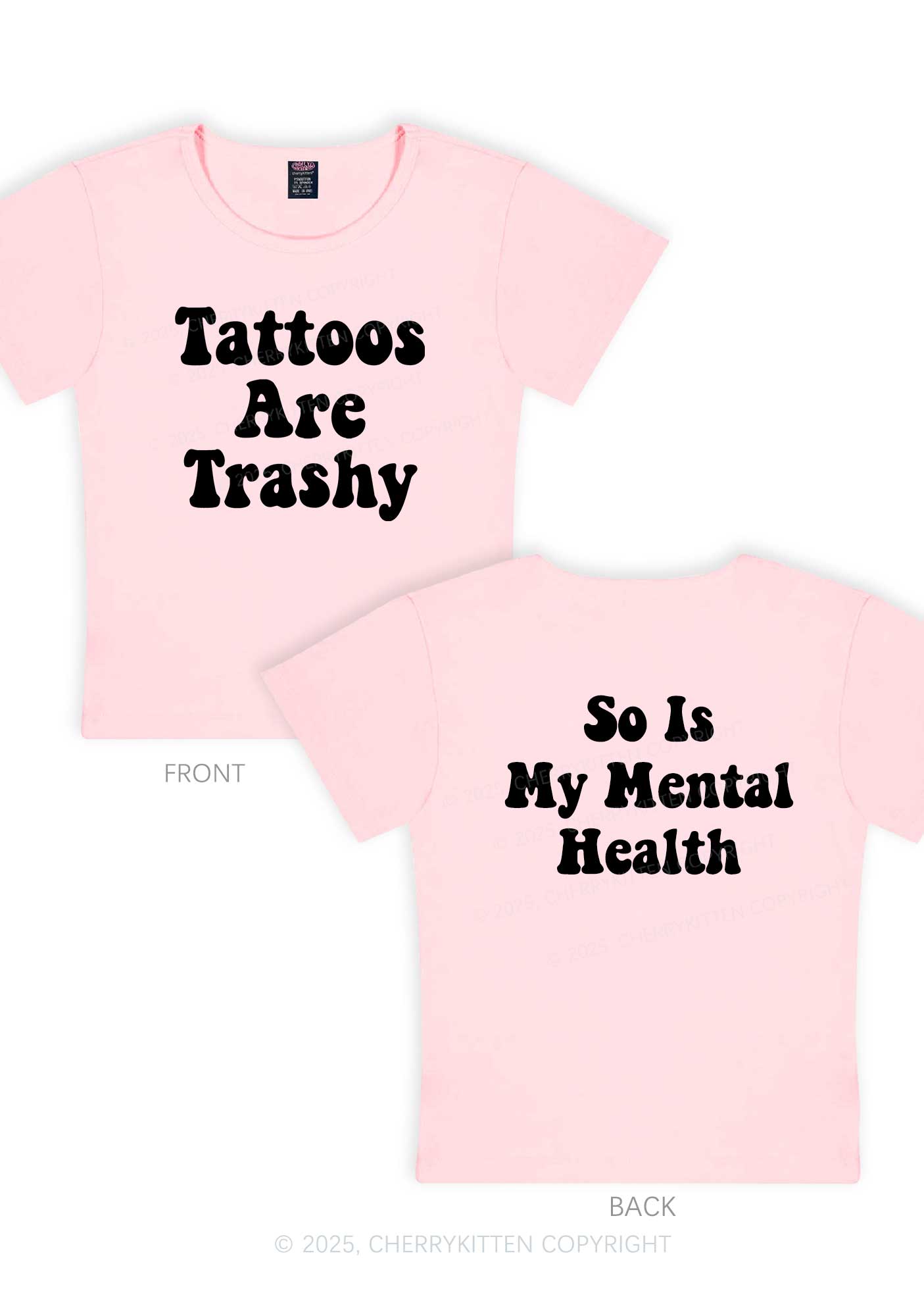 Tattoos Trashy Two Sides Y2K Baby Tee Cherrykitten
