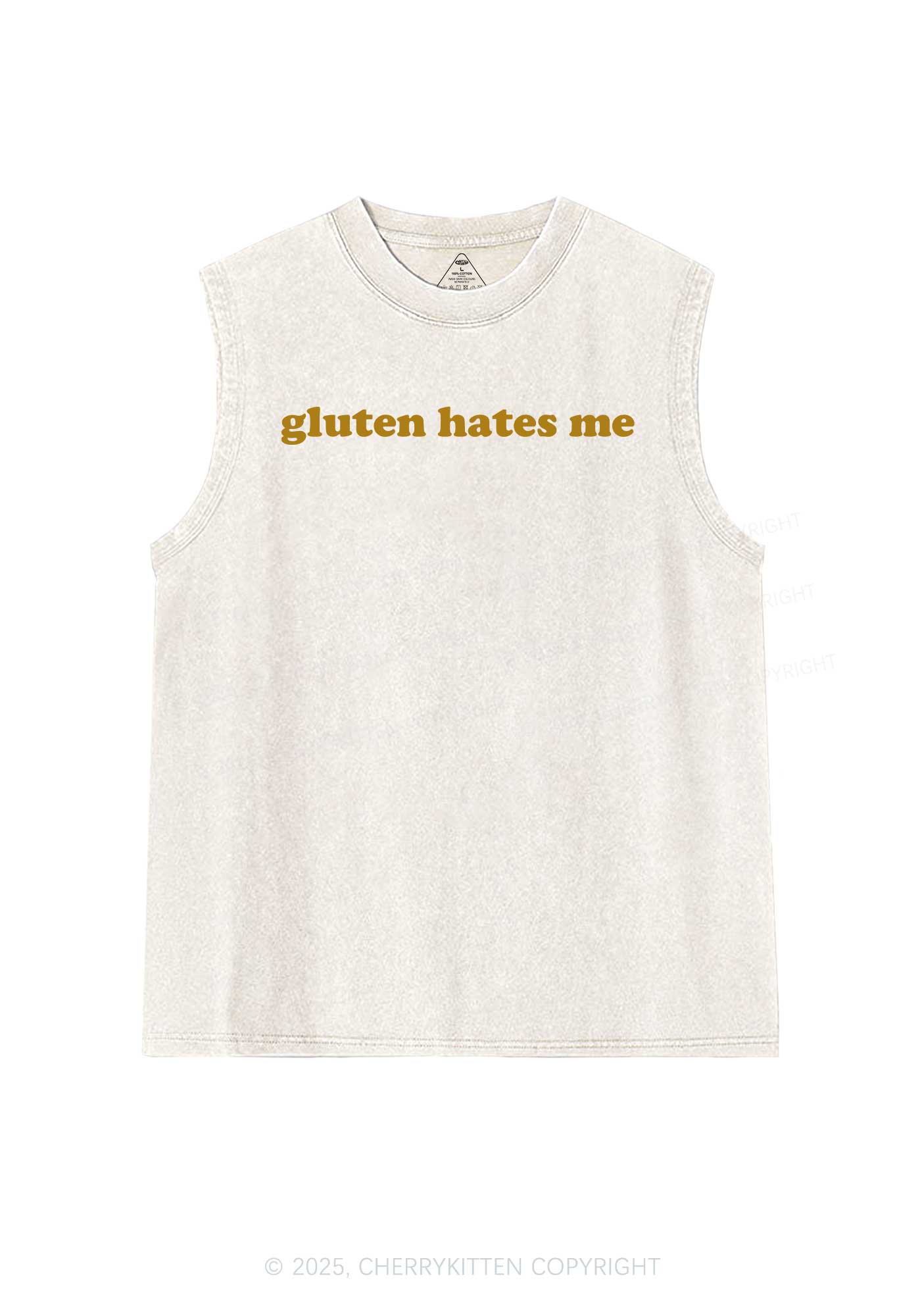 Gluten Hates Me Y2K Washed Muscle Tank Cherrykitten