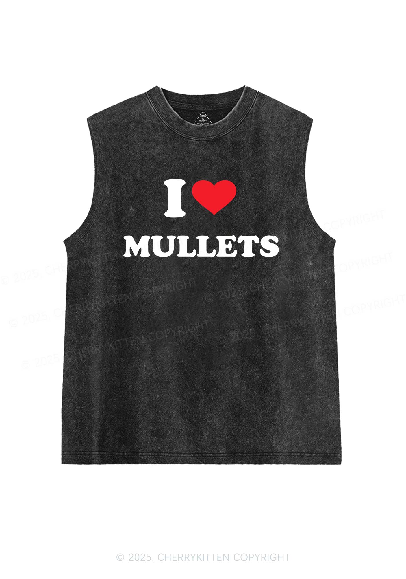 I Love Mullets Y2K Washed Muscle Tank Cherrykitten