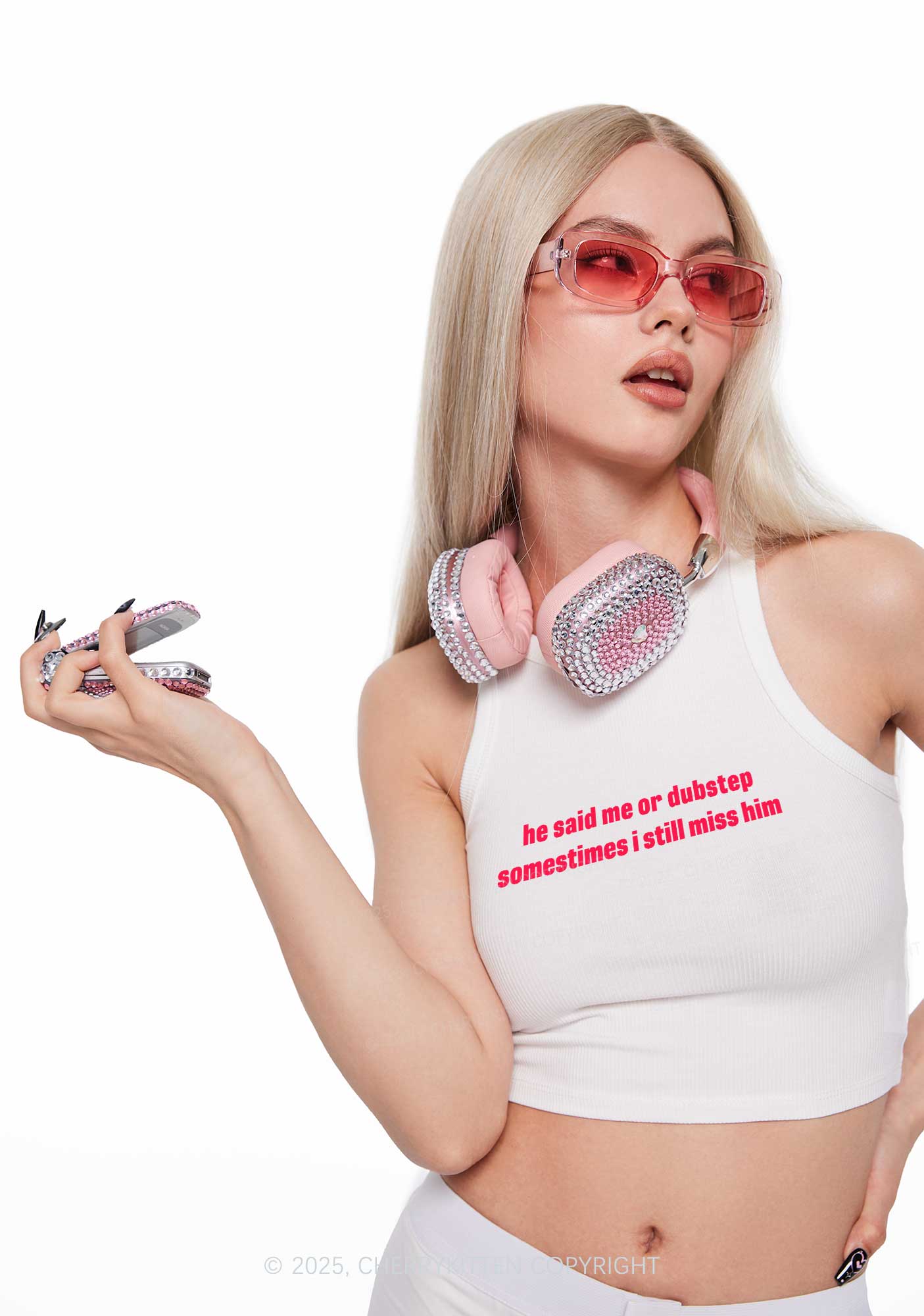 He Said Dubstep Y2K Crop Tank Top Cherrykitten