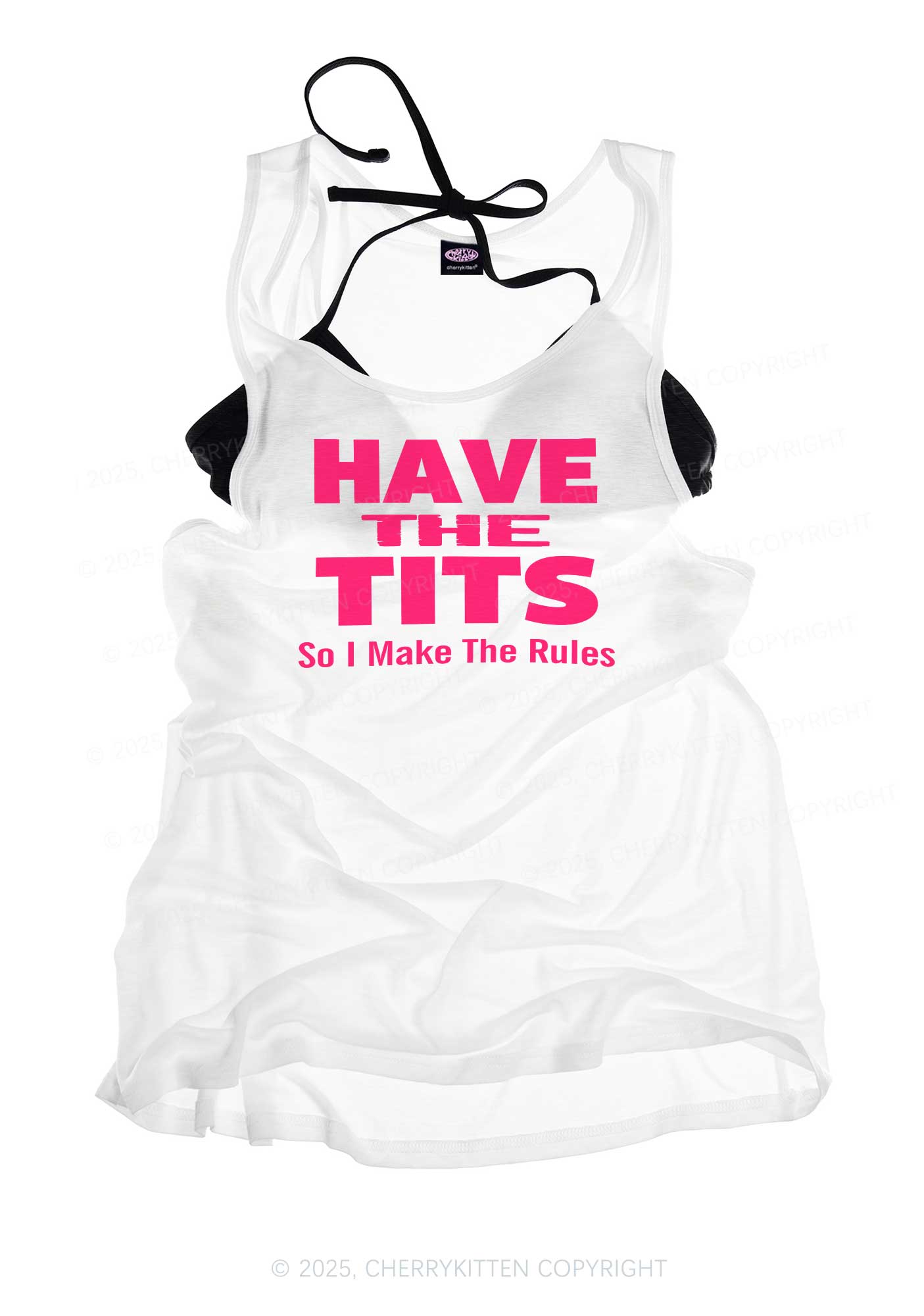 I Make Rules Y2K Sheer Boyfriend Tank Cherrykitten