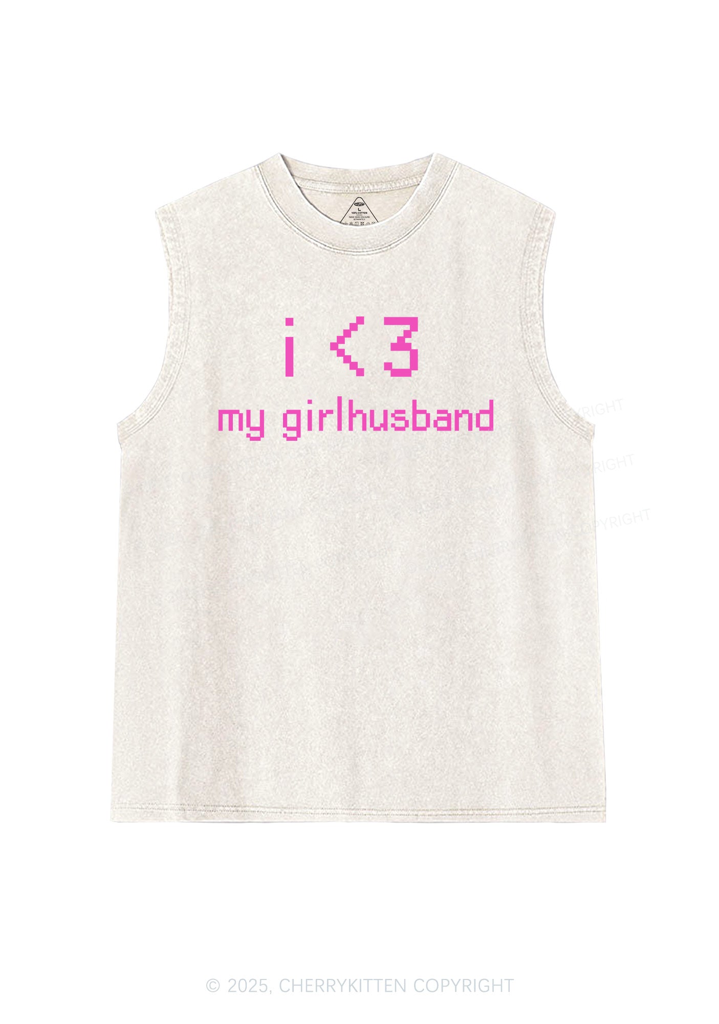 I Love My Girlhusband Y2K Washed Muscle Tank Cherrykitten