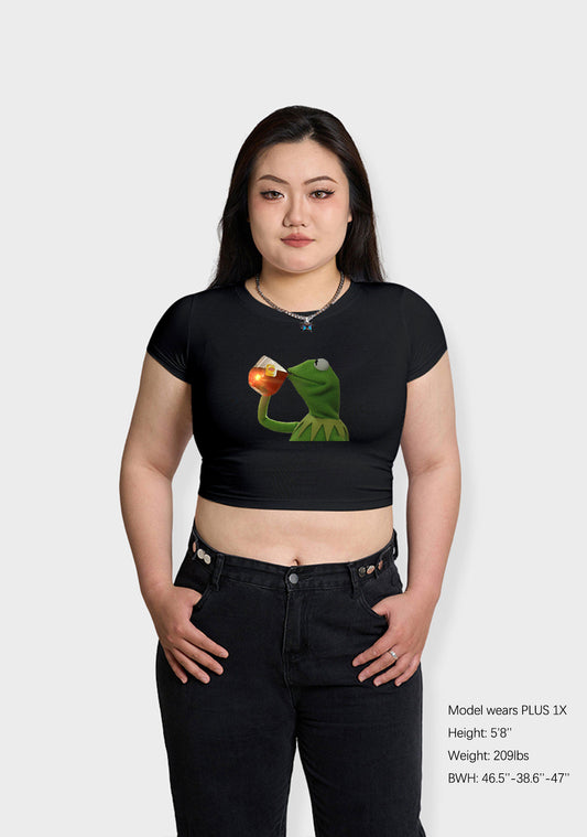 Curvy Frog Is Drinking Baby Tee