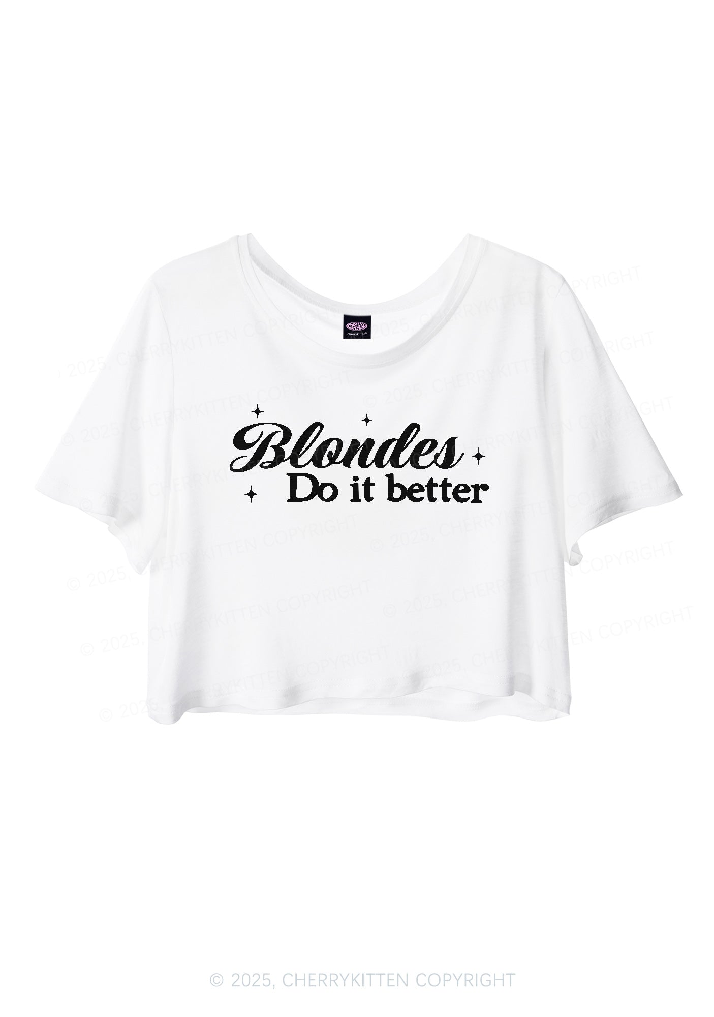Blondes Do It Better Y2K Sheer Crop Tee Cherrykitten
