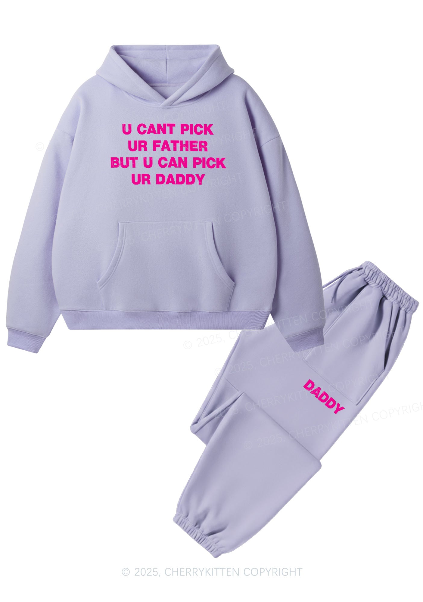 U Can Pick Ur Daddy Y2K Fleece Hoodie Set Cherrykitten