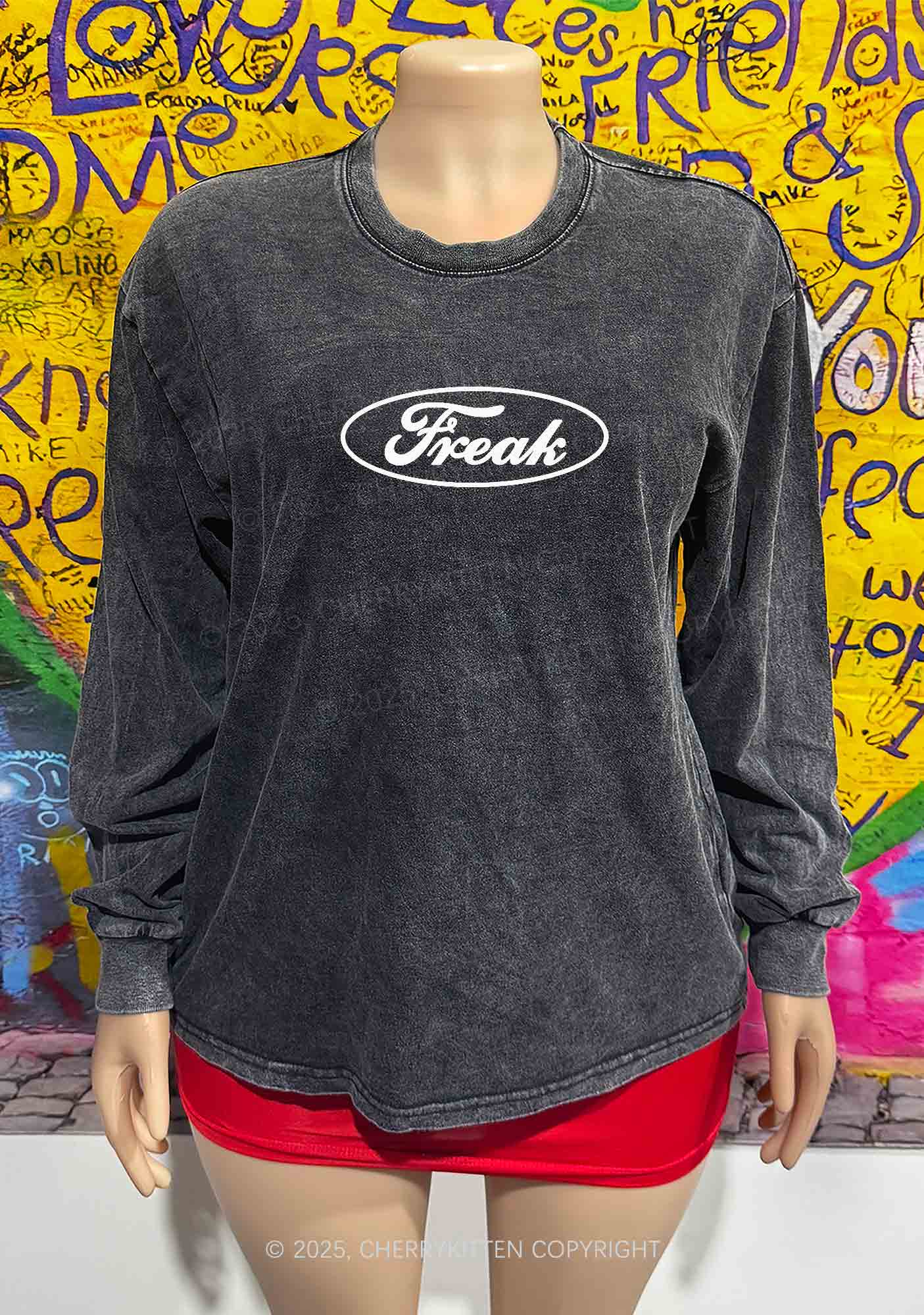 Oval Freak Y2K Washed Long Sleeves Cherrykitten
