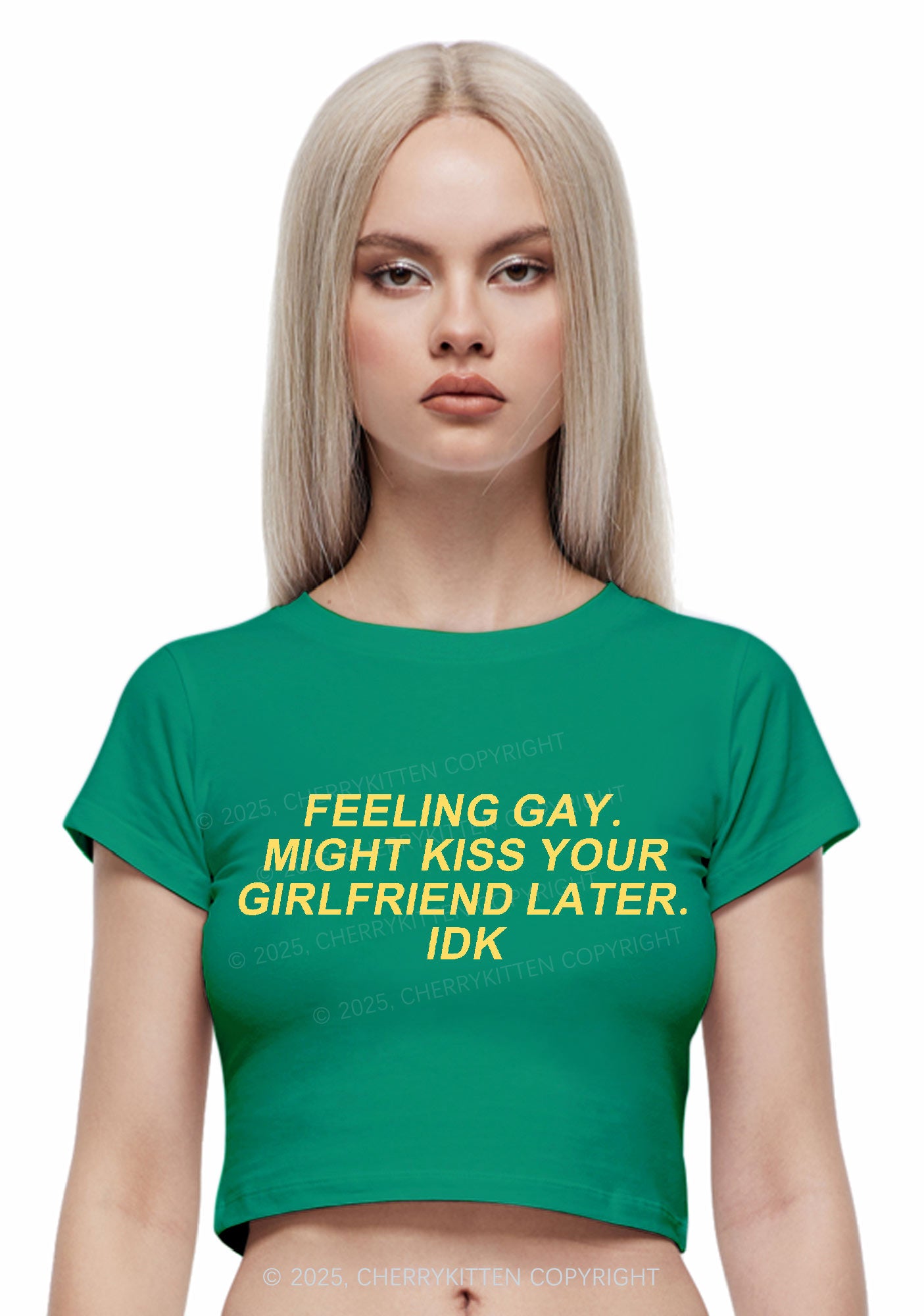 Kiss Your GF Later Pride Y2K Baby Tee Cherrykitten