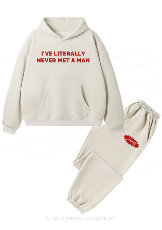 Never Met A Man Pride Y2K Fleece Hoodie Set Cherrykitten