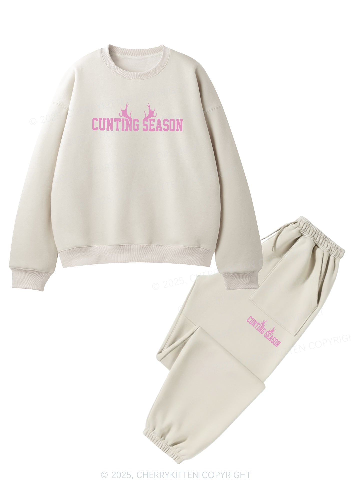 Cunting Season Y2K Fleece Sweatshirts Set Cherrykitten