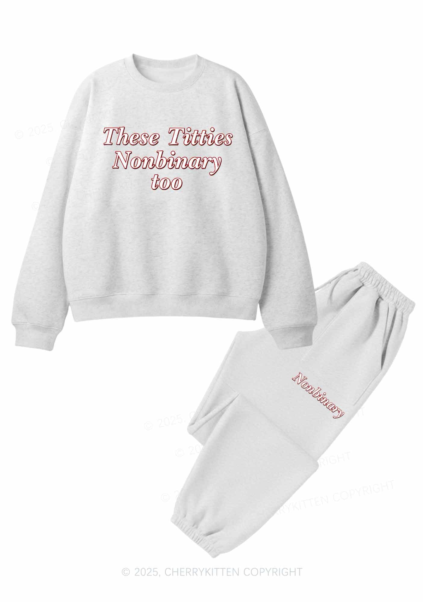Txtties Nonbinary Too Y2K Fleece Sweatshirts Set Cherrykitten