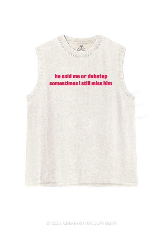 He Said Dubstep Y2K Washed Muscle Tank Cherrykitten
