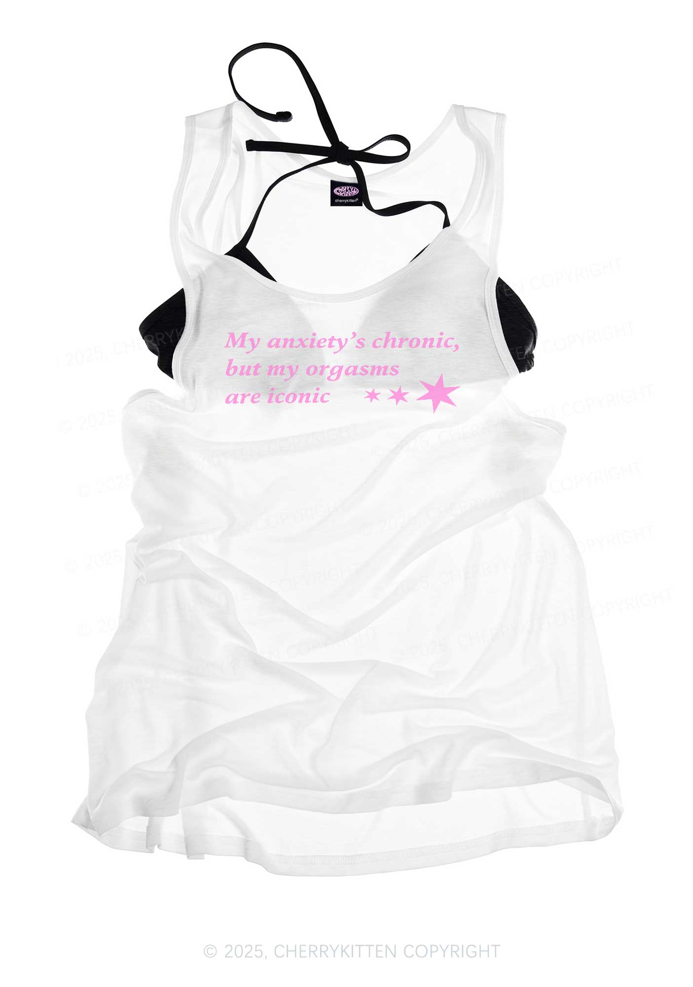 Anxiety Chronic Y2K Sheer Boyfriend Tank Cherrykitten
