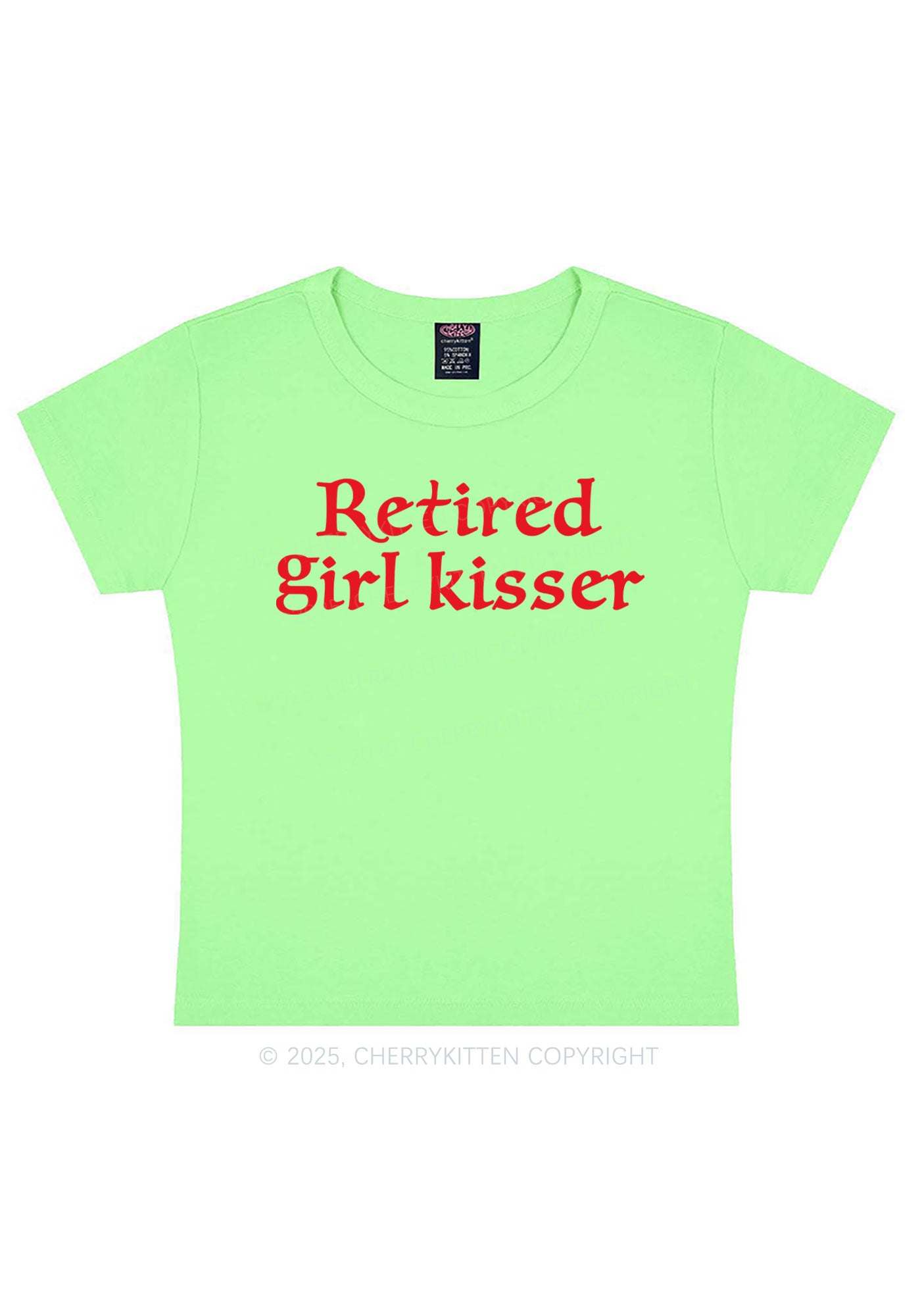 Retired Girl Kisser Pride Y2K Baby Tee Cherrykitten