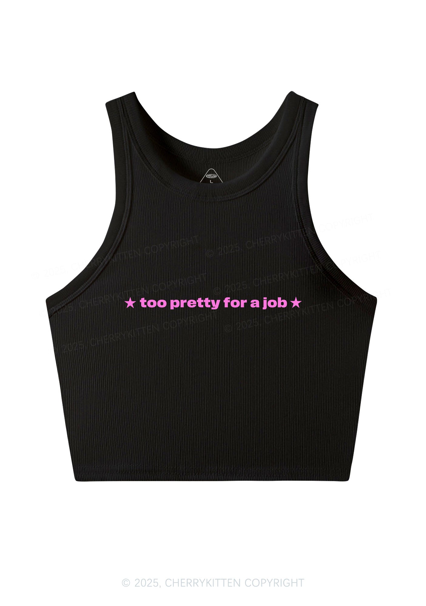 Too Pretty For Job Y2K Crop Tank Top Cherrykitten
