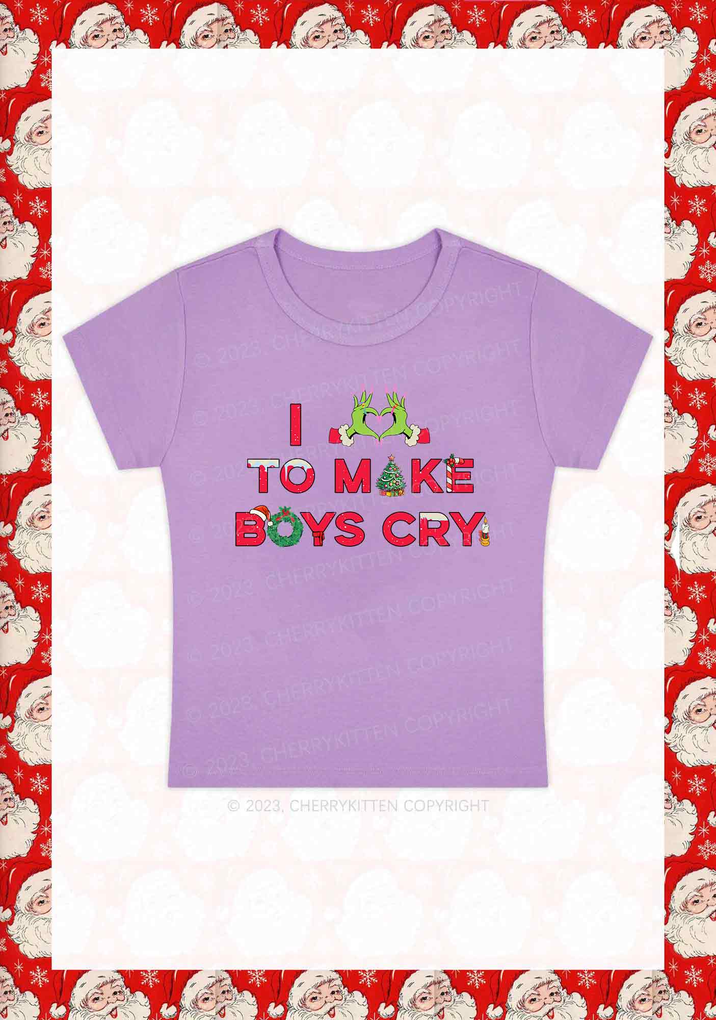 Love To Make Boys Cry Christmas Y2K Baby Tee Cherrykitten