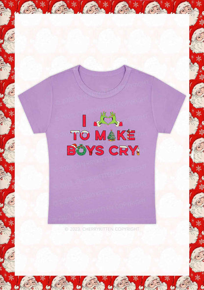 Love To Make Boys Cry Christmas Y2K Baby Tee Cherrykitten