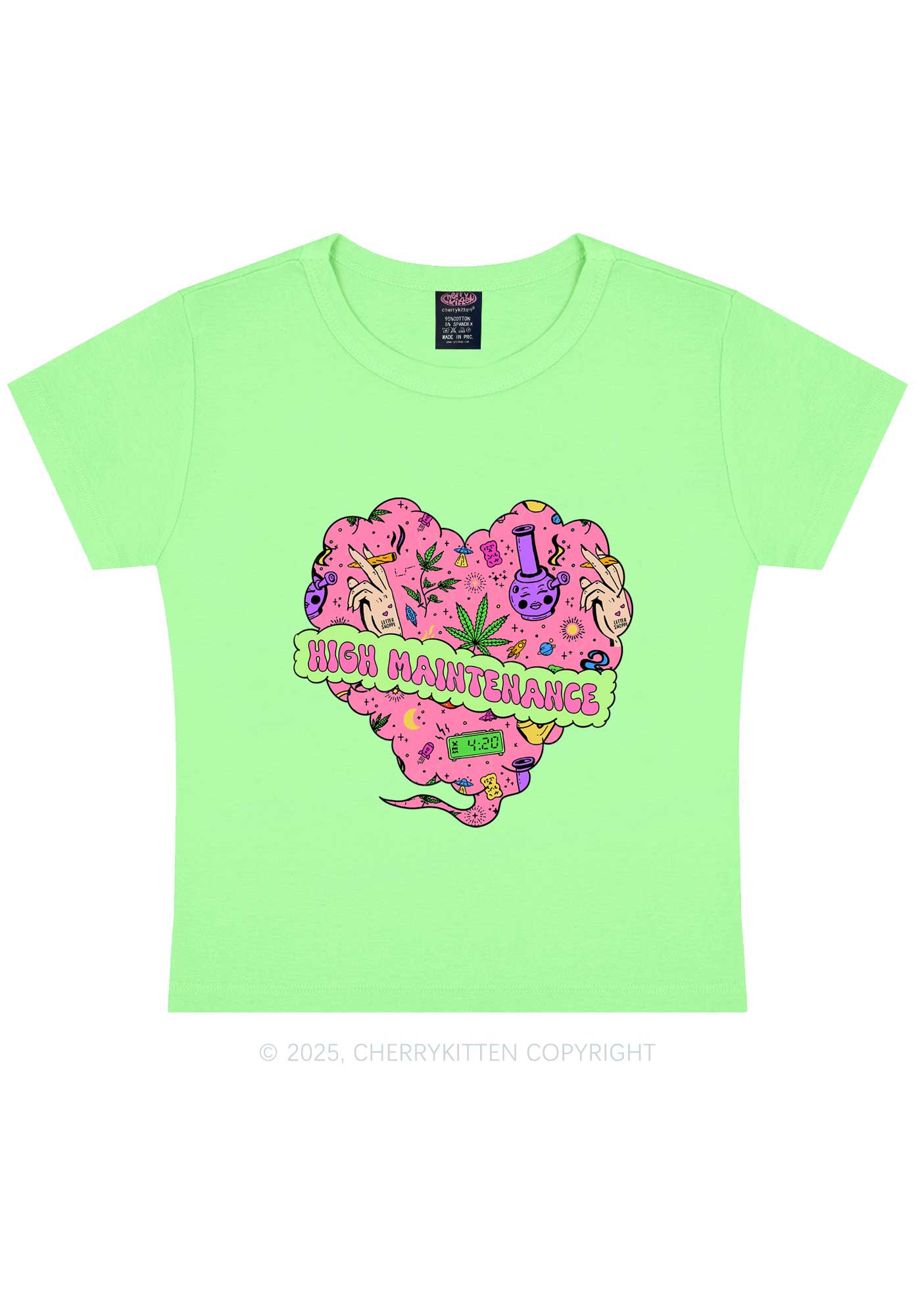 High Maintenance Heart Y2K Baby Tee Cherrykitten