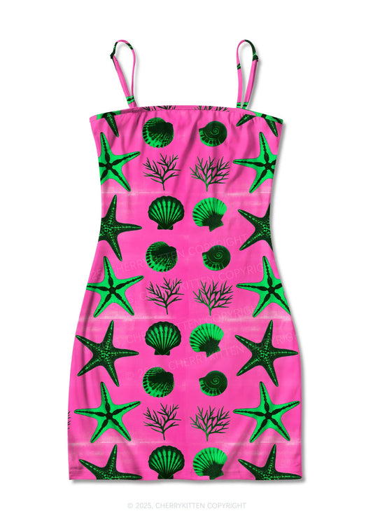 Sea Animals Y2K Print Slip Dress Cherrykitten