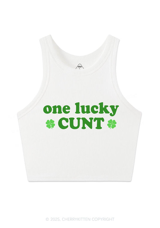 One Lucky Cxxt St Patricks Y2K Crop Tank Top Cherrykitten