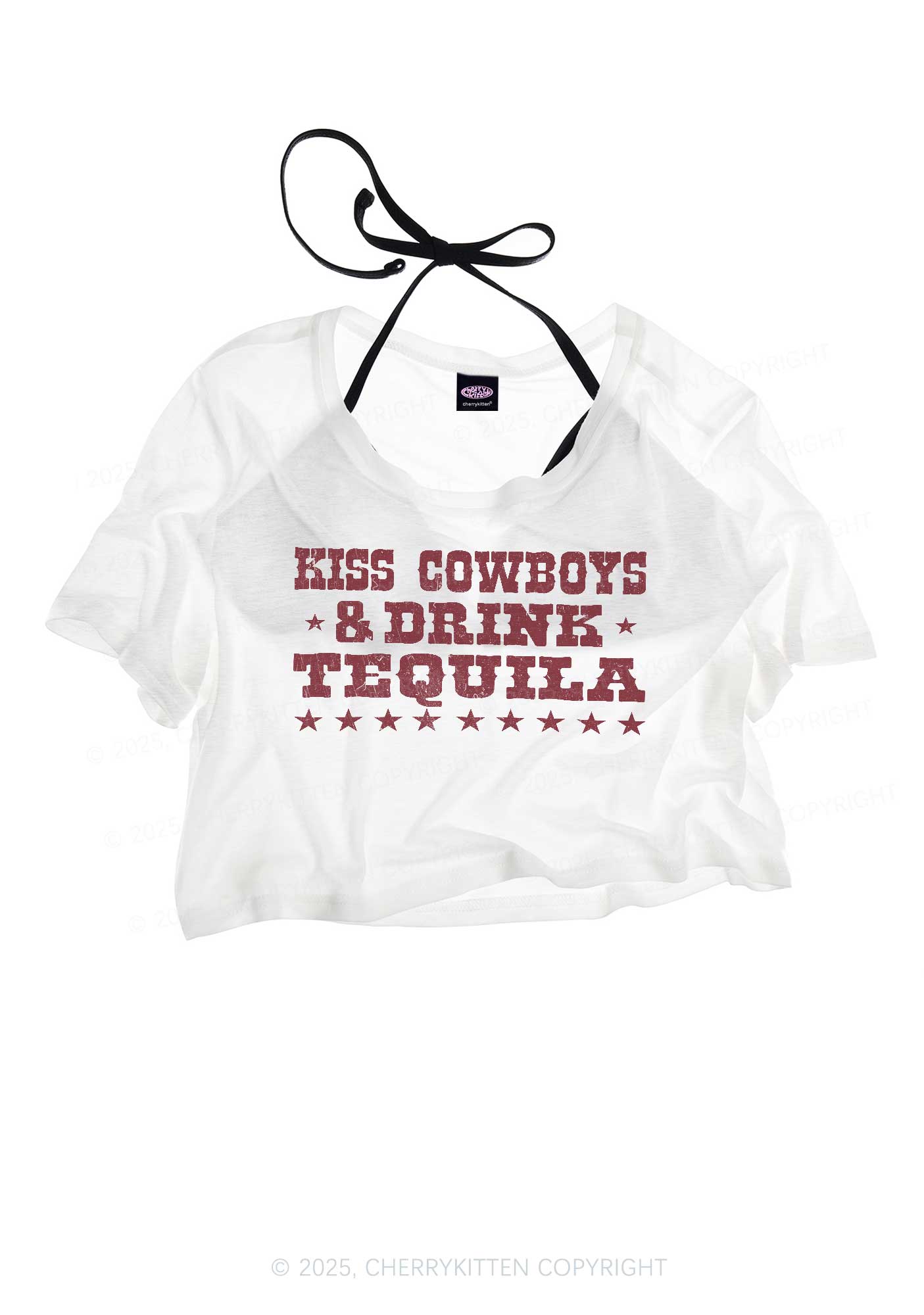 Kiss Cowboys Y2K Sheer Crop Tee Cherrykitten