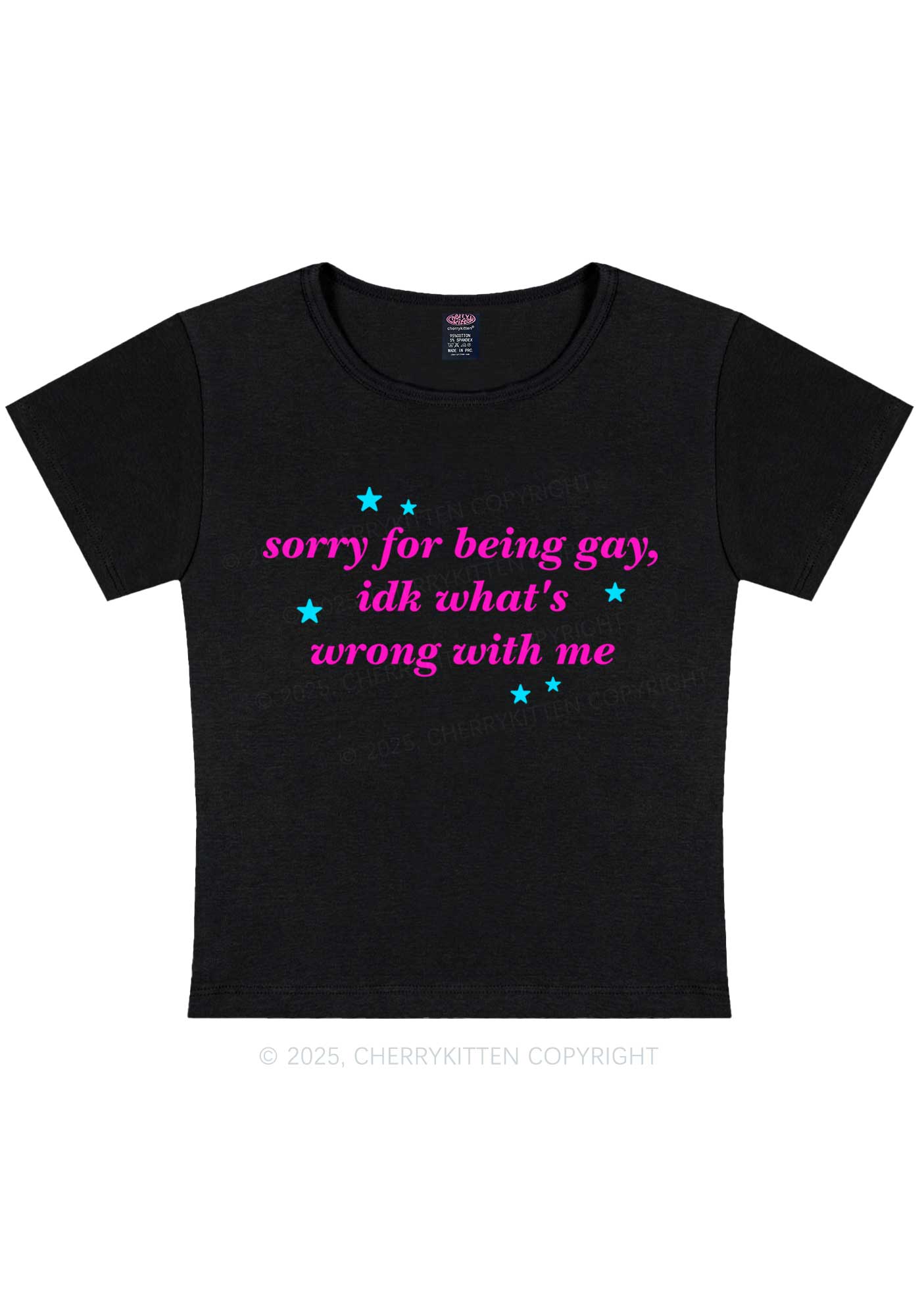 Sorry For Being Gay Pride Y2K Baby Tee Cherrykitten