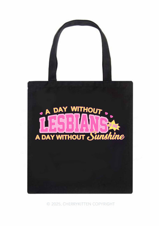 A Day Without Lesbians Pride Y2K Canvas Tote Bag Cherrykitten