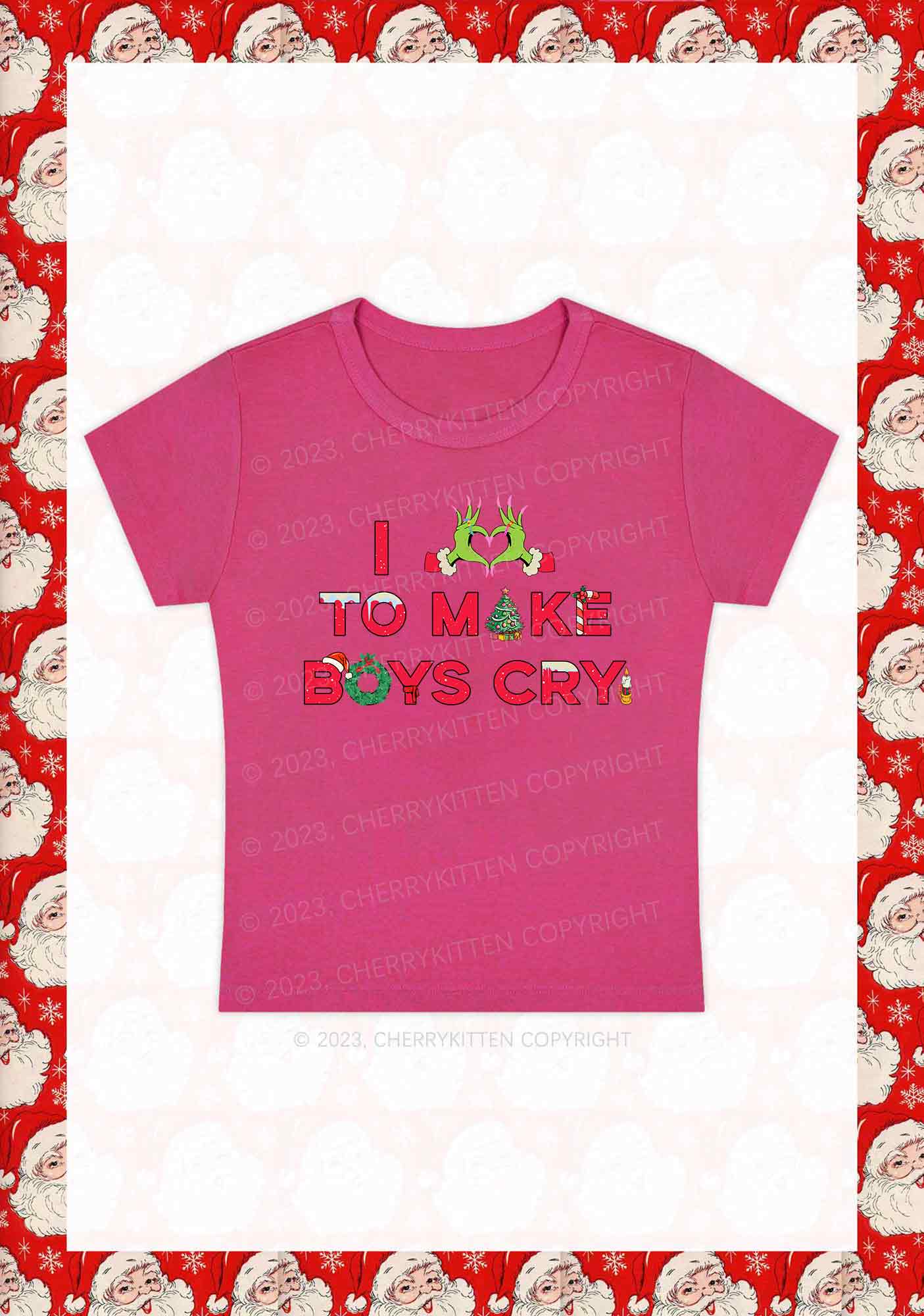 Love To Make Boys Cry Christmas Y2K Baby Tee Cherrykitten