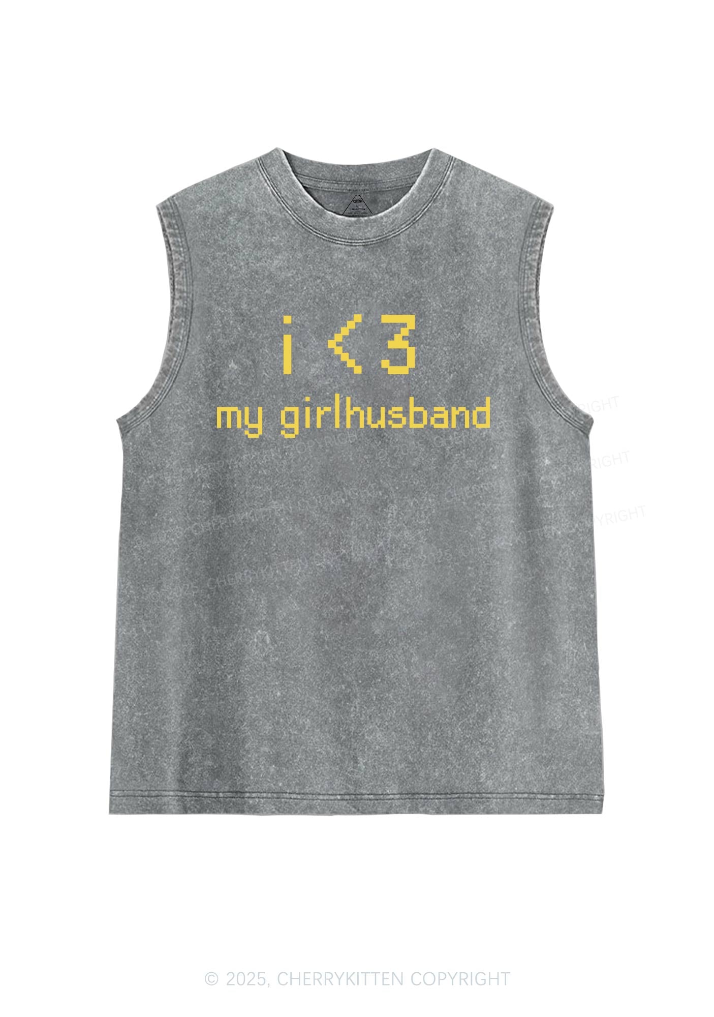 I Love My Girlhusband Y2K Washed Muscle Tank Cherrykitten